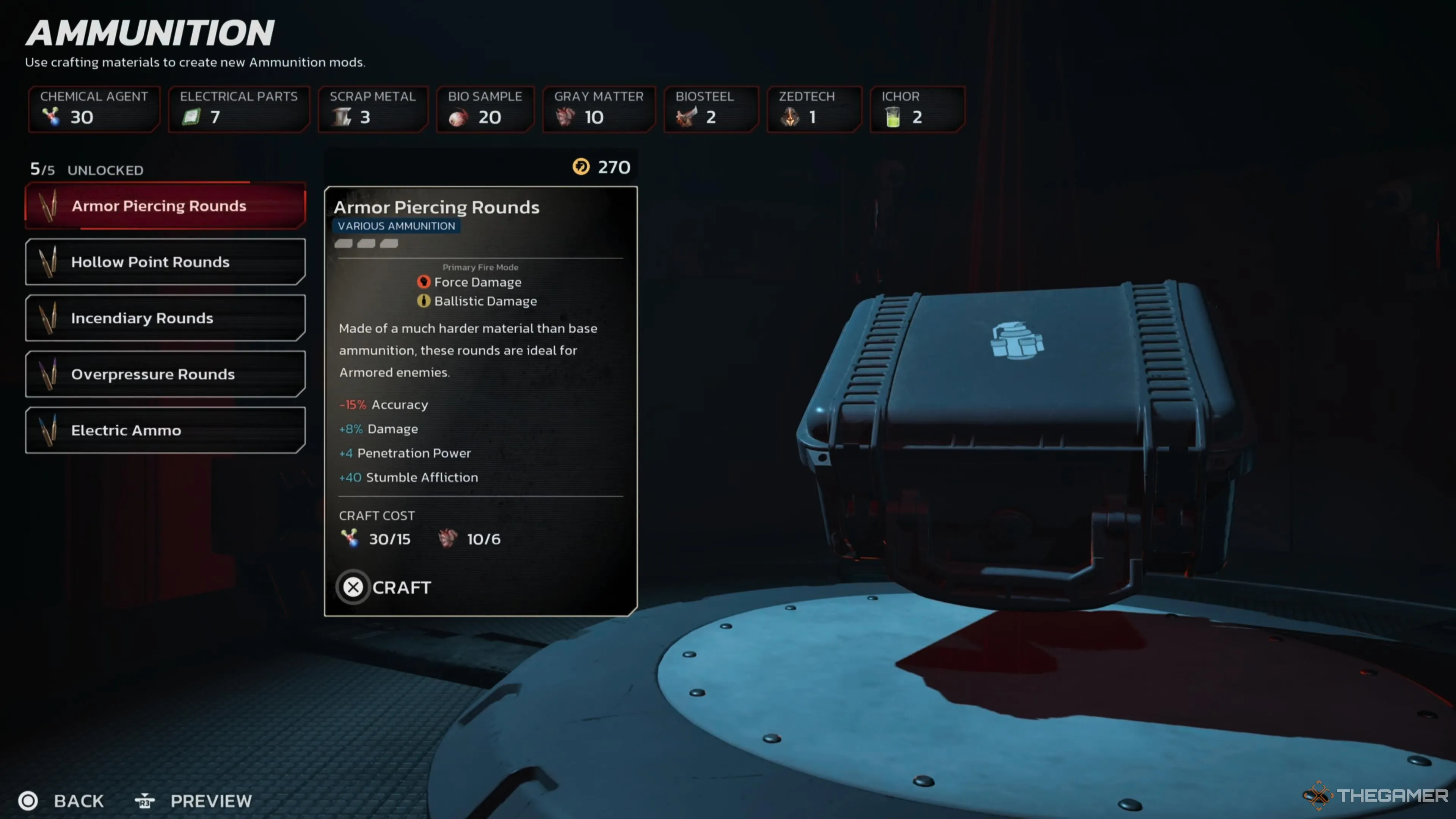 Giao diện mod đạn xuyên giáp (Armor Piercing Rounds) trong Killing Floor 3, minh họa hệ thống nâng cấp và tùy chỉnh vũ khí.