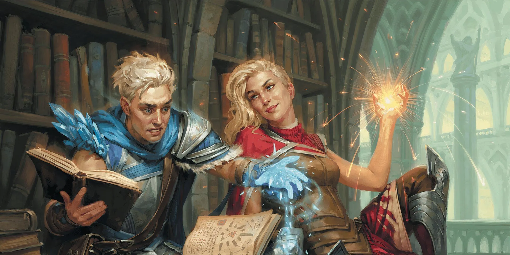 Hai sinh viên Strixhaven cùng nhau học tập trong Dungeons &amp; Dragons, minh họa sức mạnh của việc hợp tác trong quá trình tạo nhân vật.