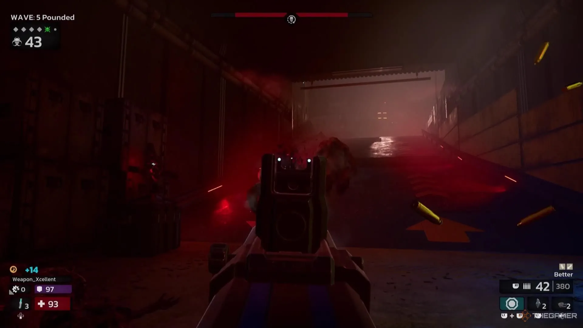 Hai Zed khổng lồ bất ngờ xuất hiện từ lối dốc, minh họa mối đe dọa từ phía sau trong Killing Floor 3.