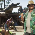 Hình ảnh chi tiết Cal Hampton chơi mini-golf trong GTA 6, thể hiện sự chăm chút đồ họa của Rockstar.