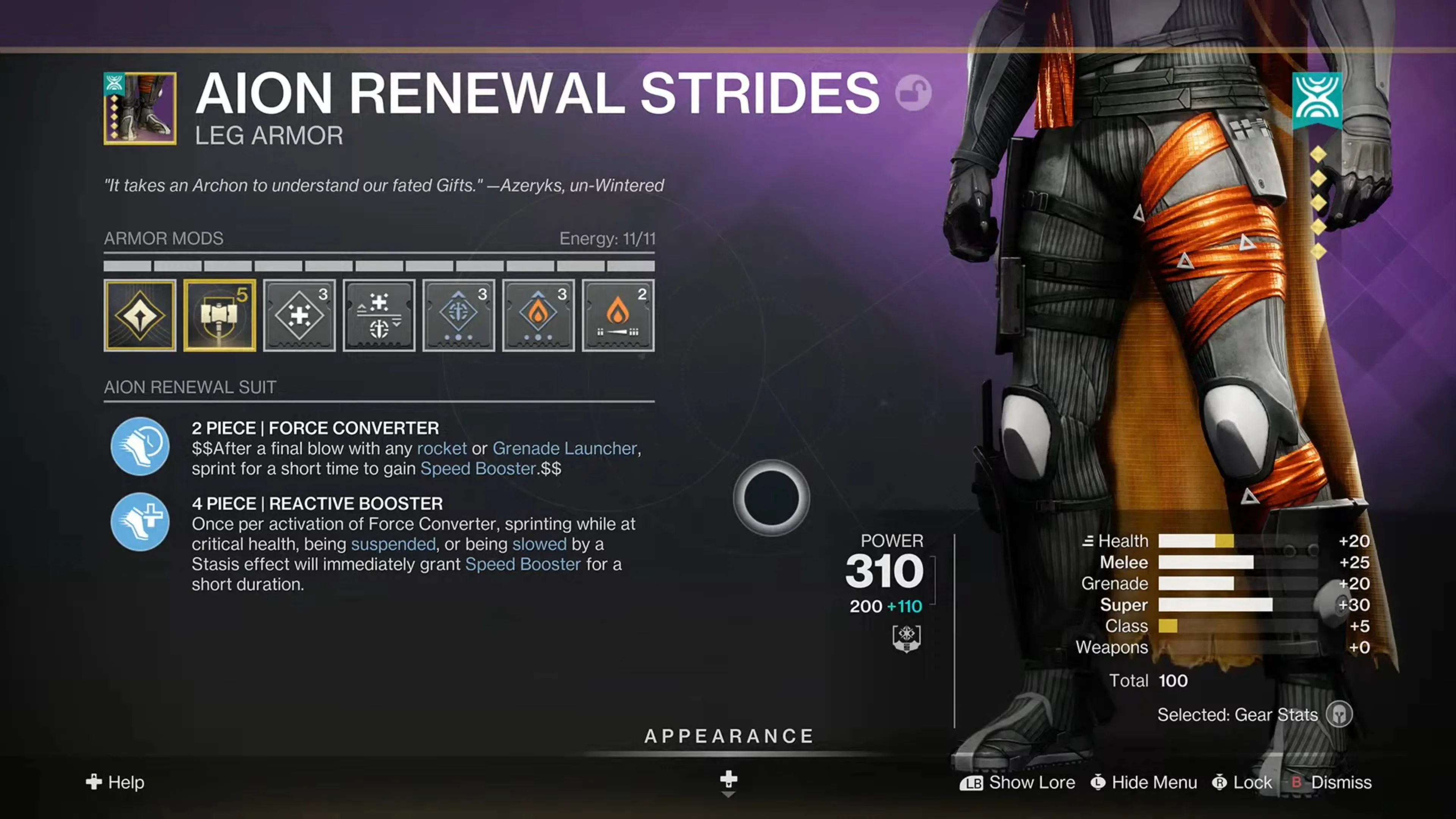 Hình ảnh minh họa giáp chân Tier 5 mới trong Destiny 2 Armor 3.0
