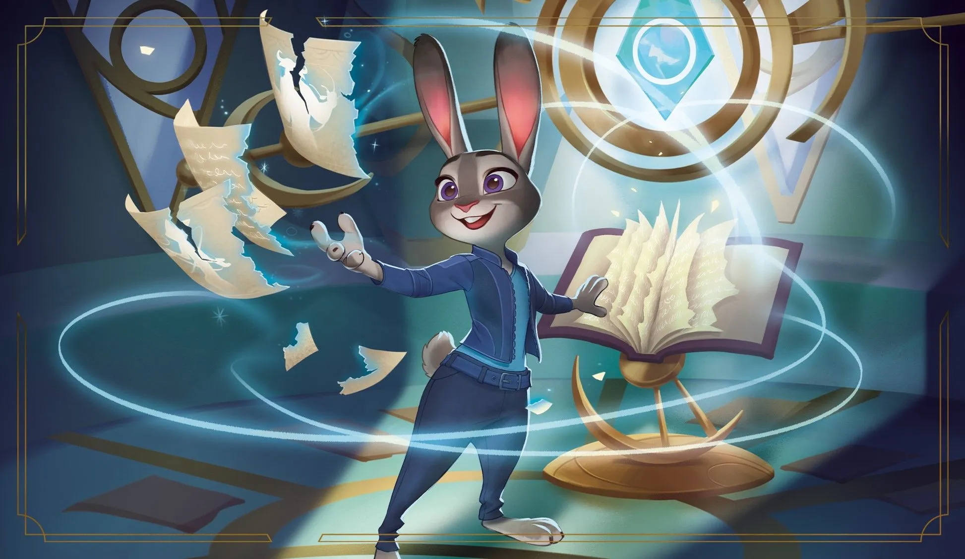 Judy Hopps và Nick Wilde của Zootopia trong vai thám tử, gợi mở chủ đề trinh thám của bộ bài Disney Lorcana Whispers in the Well.