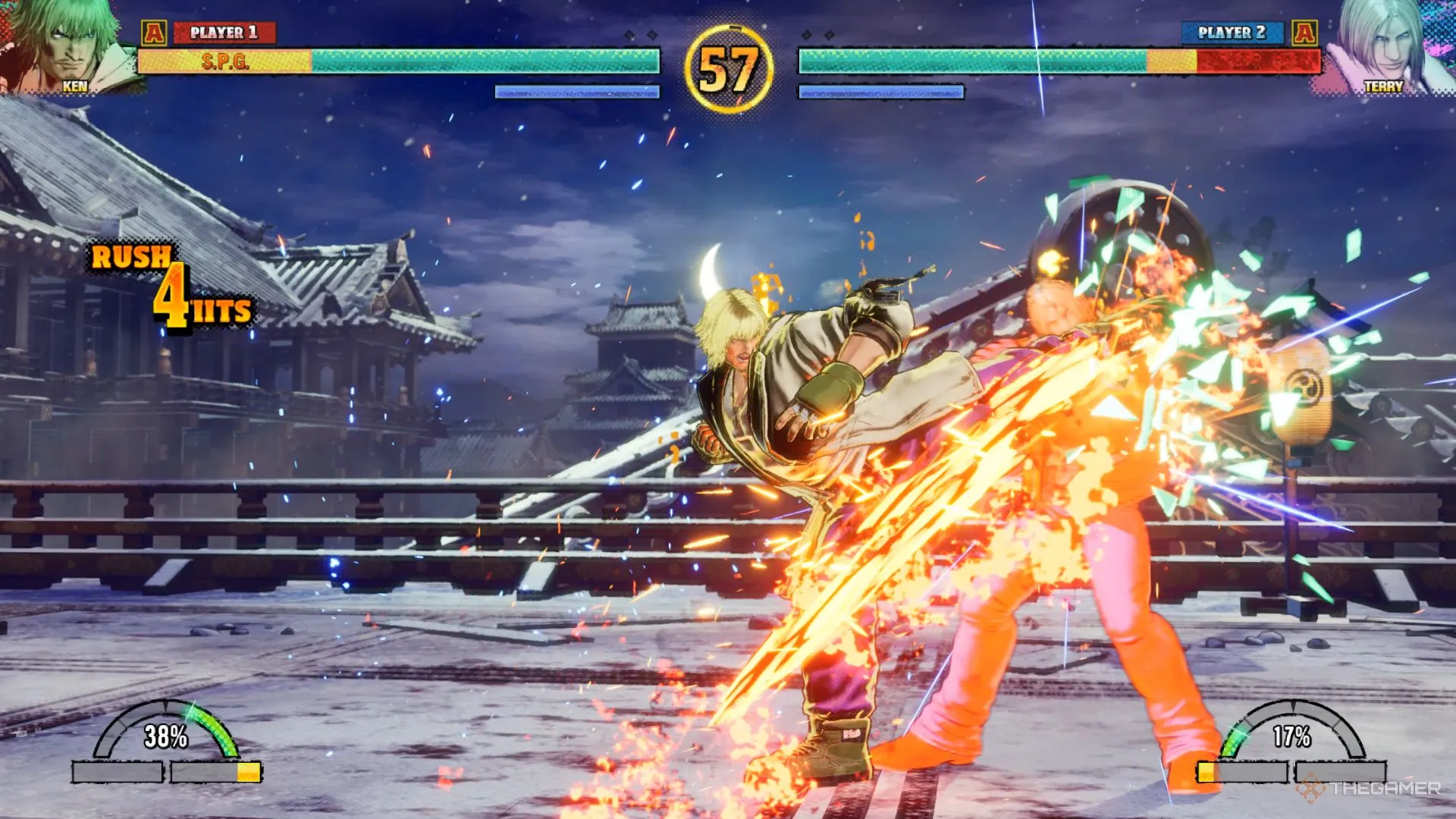 Ken sử dụng đòn Jinrai Kick mạnh mẽ