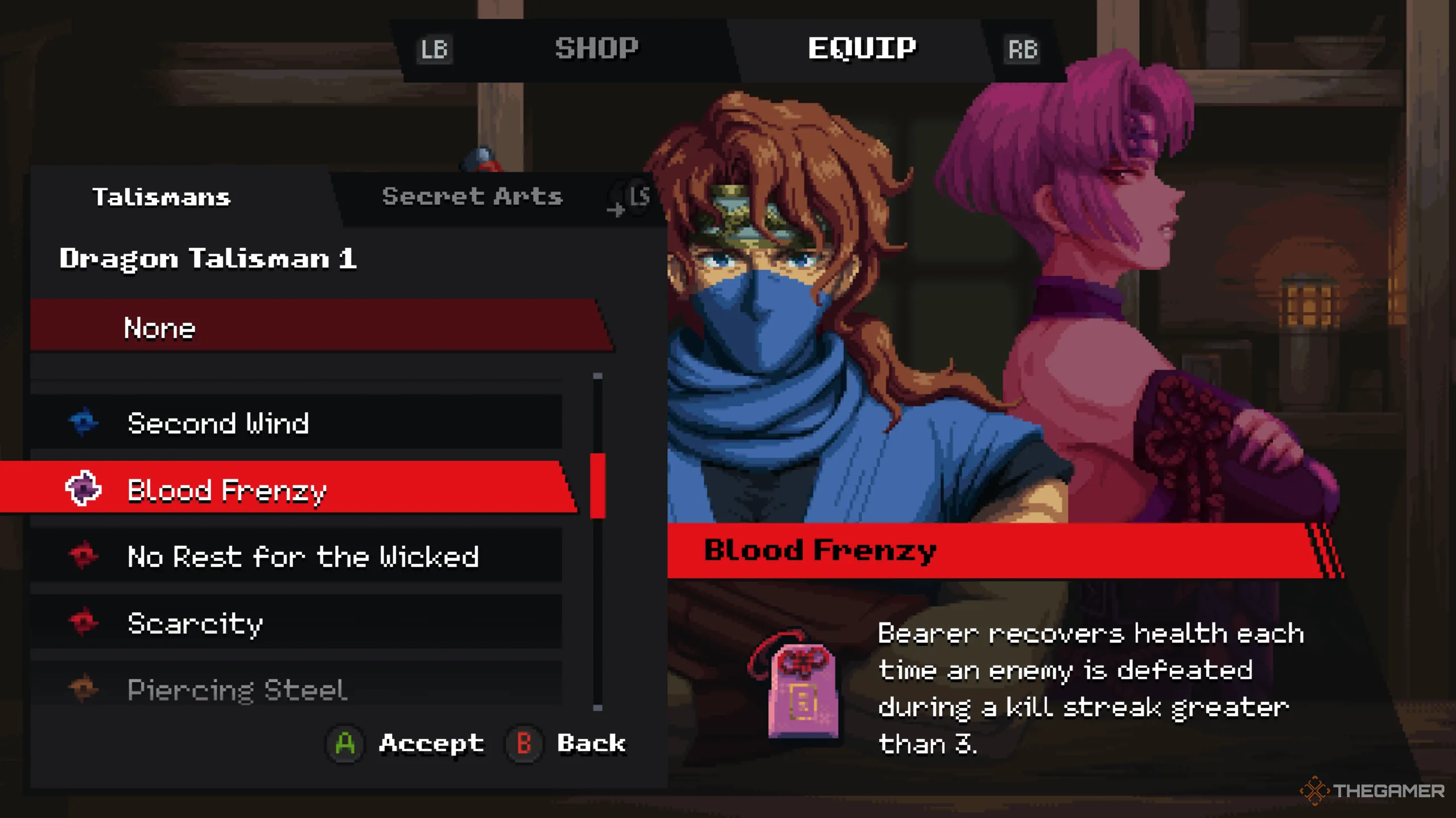 Kenji sử dụng Talisman Blood Frenzy trong Ninja Gaiden Ragebound