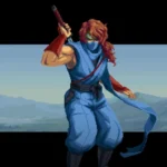 Kenji trong một đoạn cắt cảnh của Ninja Gaiden: Ragebound, thể hiện nét mặt trầm tư.