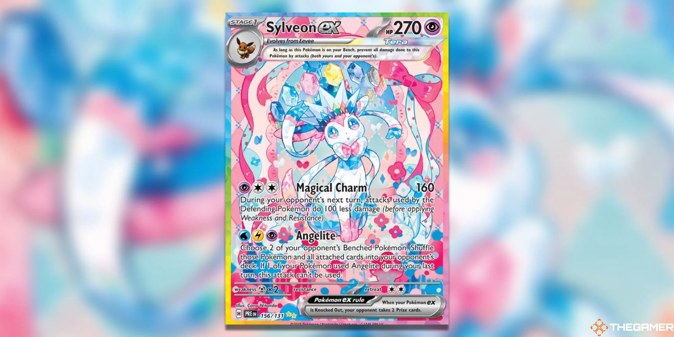 Lá bài Pokemon TCG Sylveon ex Special Illustration Rare từ Prismatic Evolutions, Sylveon tỏa sáng với sắc màu rực rỡ.