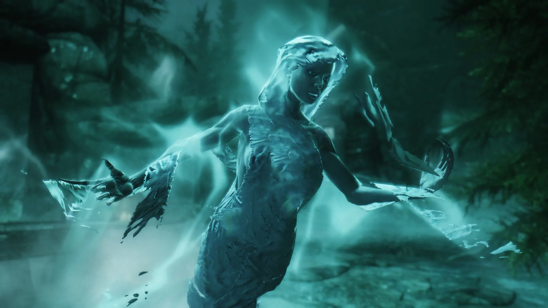 Linh hồn bí ẩn The Pale Lady trong hầm mộ Frostmere Crypt, trung tâm của nhiệm vụ The Pale Lady trong Skyrim.
