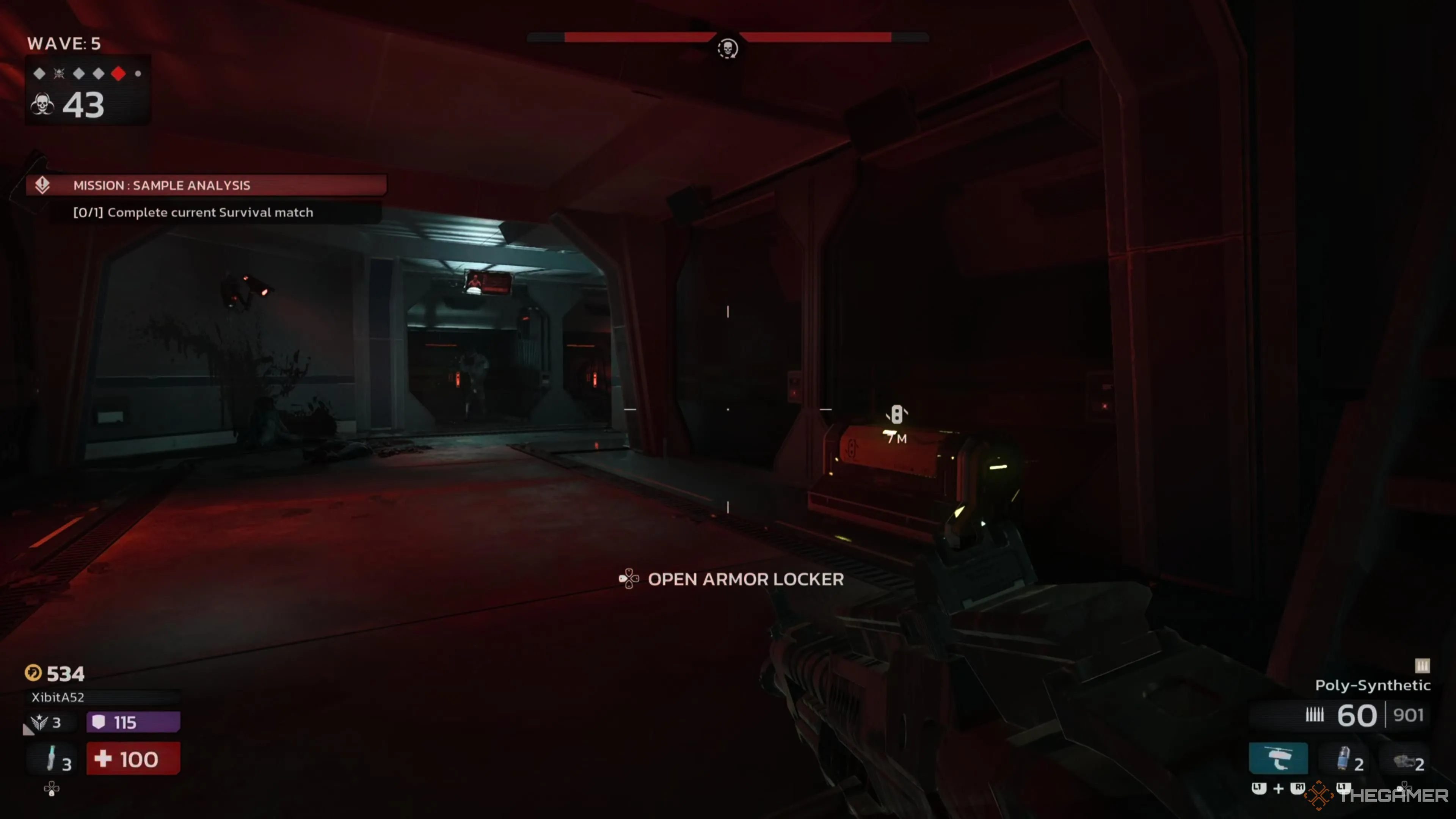 Người chơi sử dụng Multitool để mở khóa tủ đồ giáp (Armor Locker) trong môi trường Killing Floor 3, mở ra các trang bị quý giá.