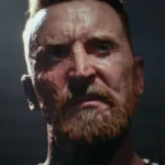 Người lính Battlefield 6 với khuôn mặt cháy sém cầm dao, thể hiện sự khắc nghiệt của chiến trường.