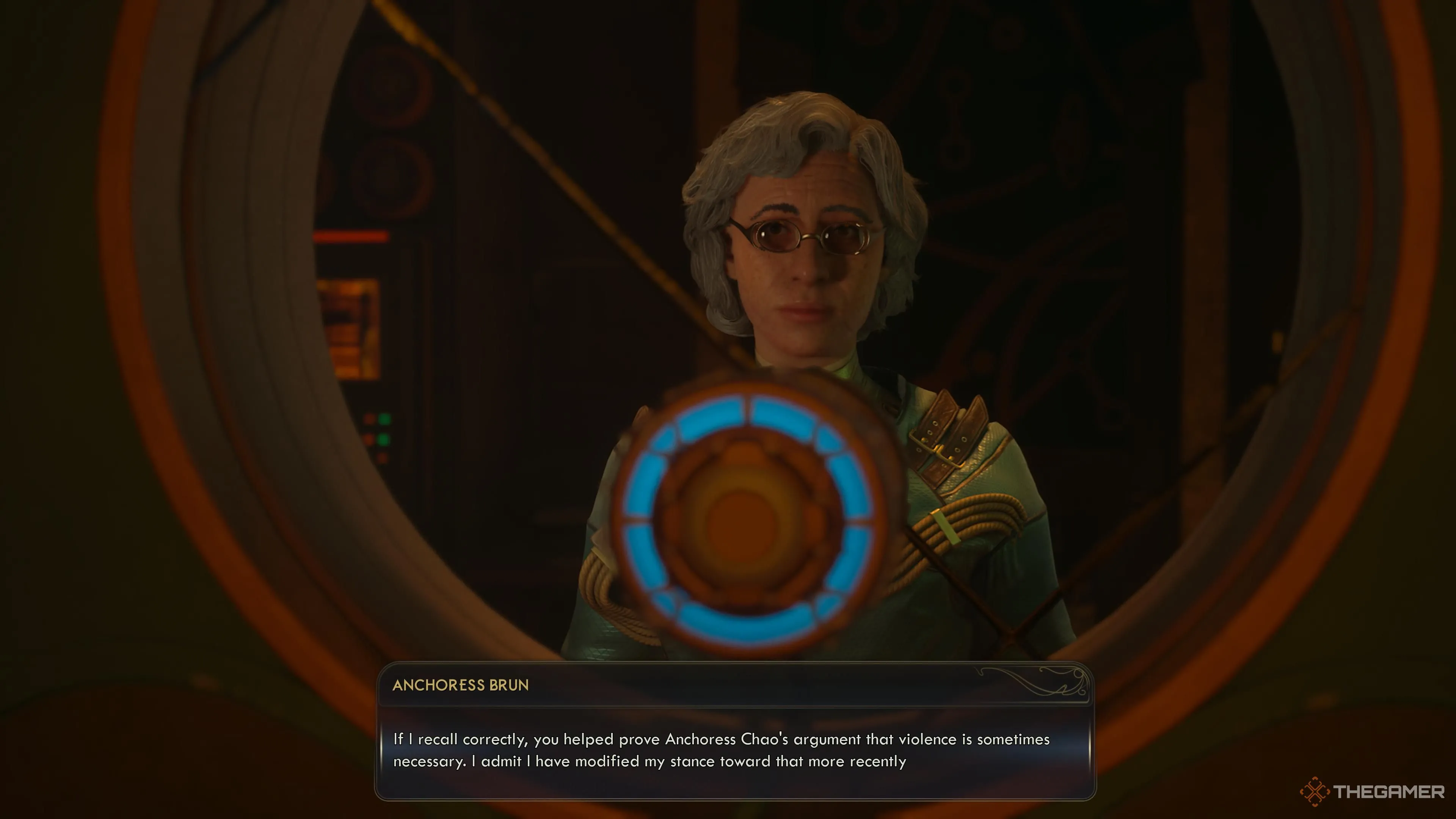 Anchoress Brun nhớ lại tranh luận với Chao trước đó trong Point Obviation