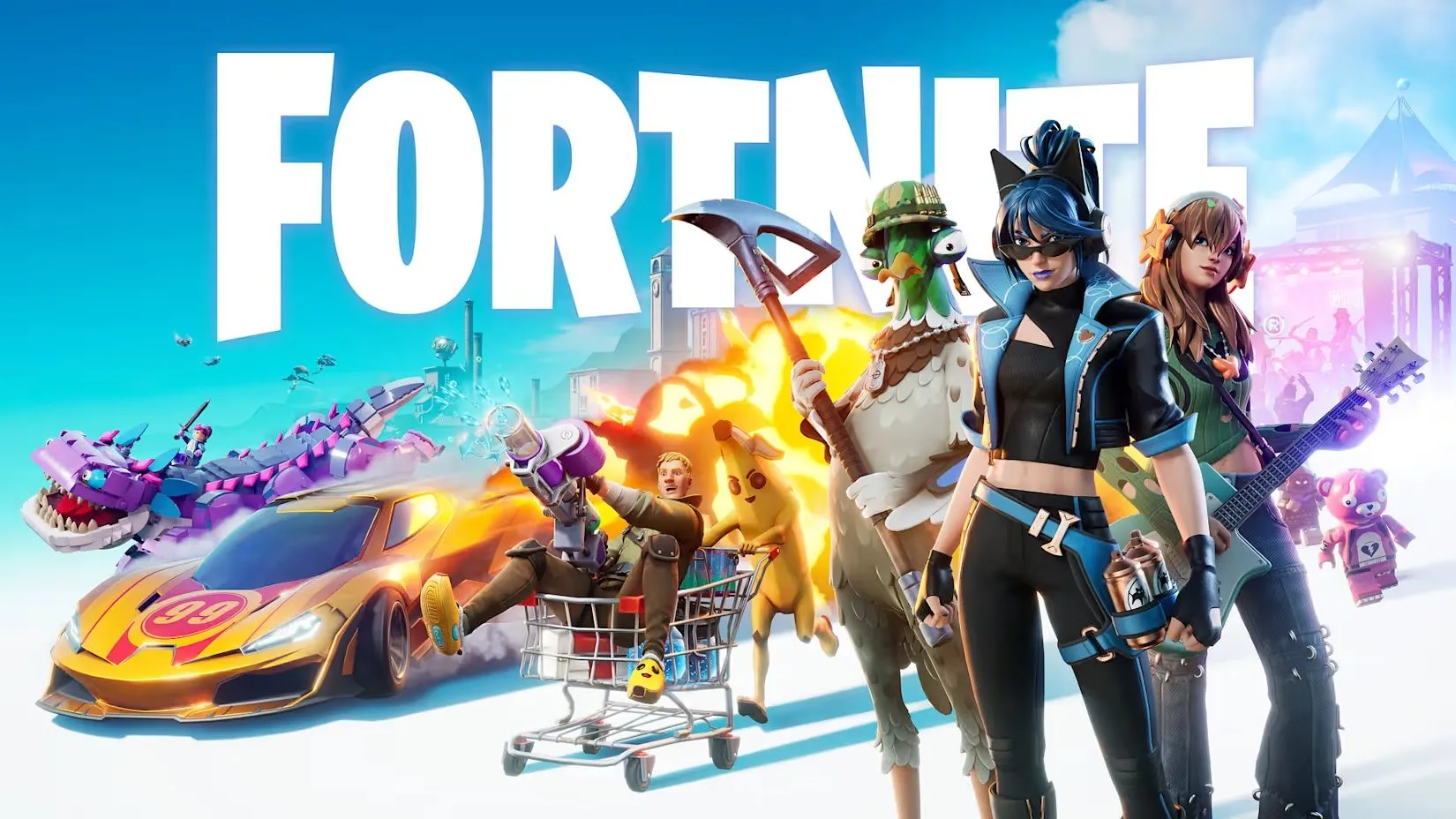 Ảnh press Fortnite cho thấy skin và phong cách cel-shaded trong crossover