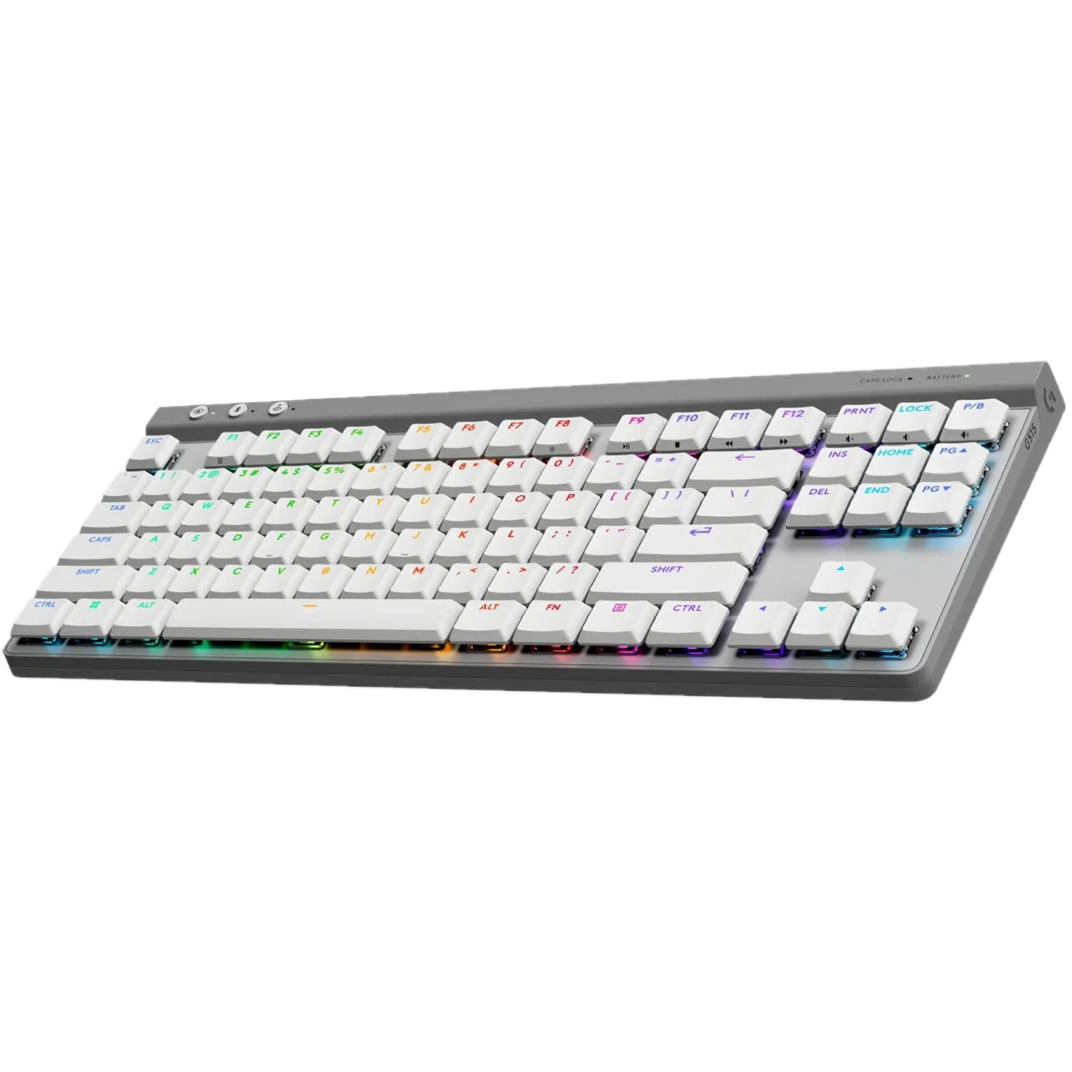 Bàn phím cơ không dây trắng Logitech G515 TKL với đèn RGB per-key và thiết kế low-profile