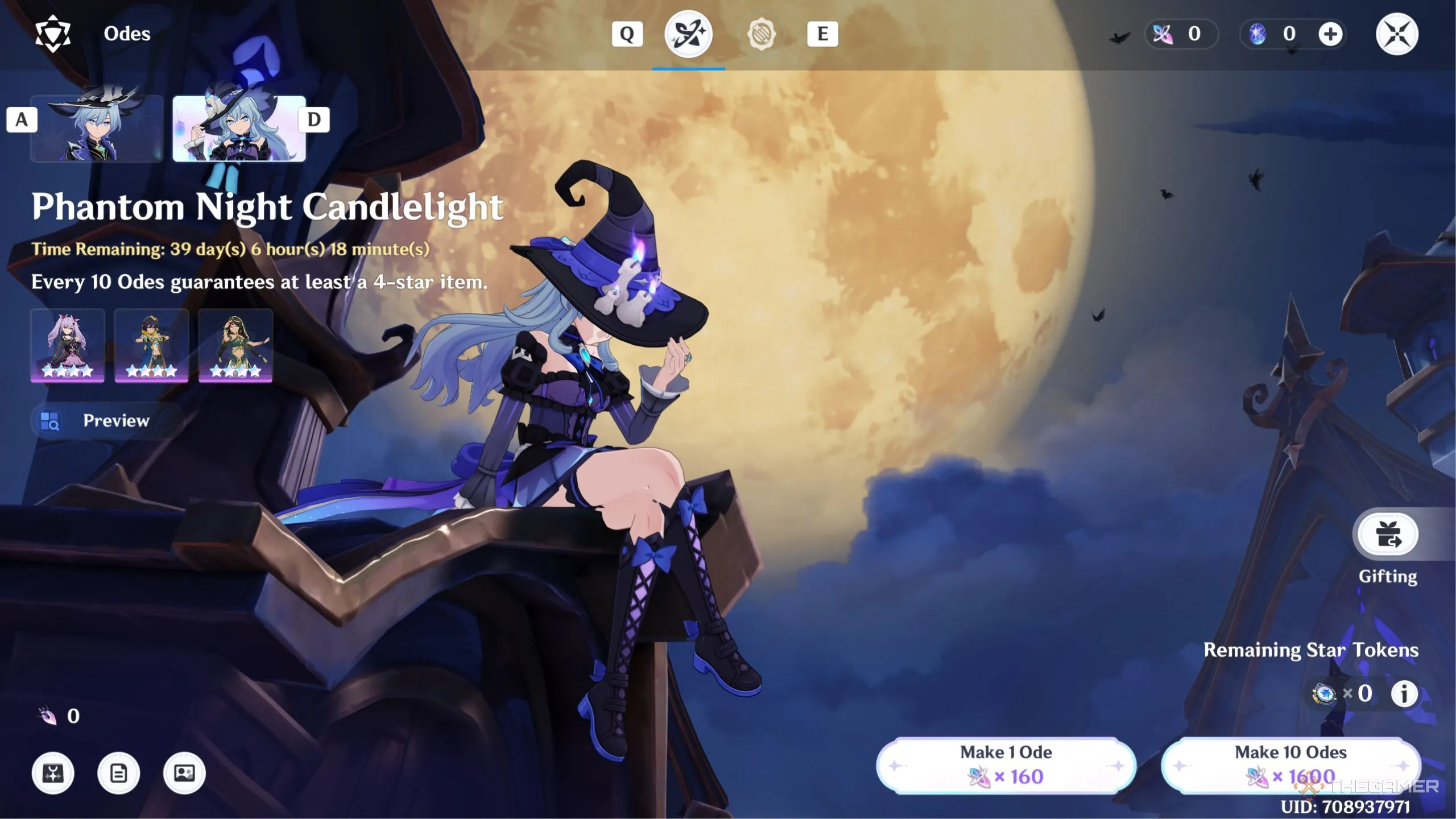 Banner Phantom Night Candlelight trong Miliastra Wonderland quảng bá trang phục Manekin