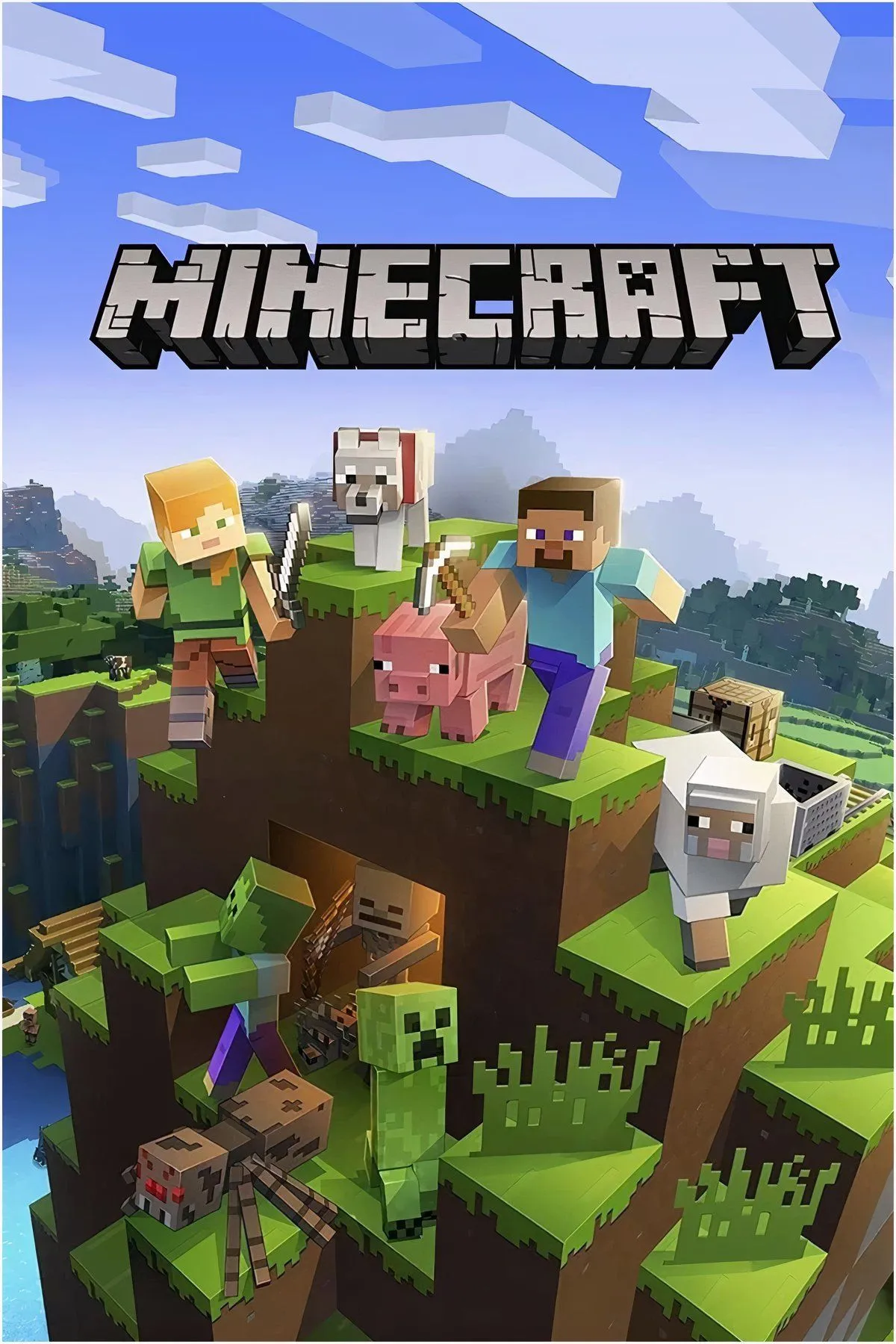 Bìa Minecraft, thế giới sandbox rộng lớn, bản đồ procedurally generation ~1.5 tỷ dặm vuông