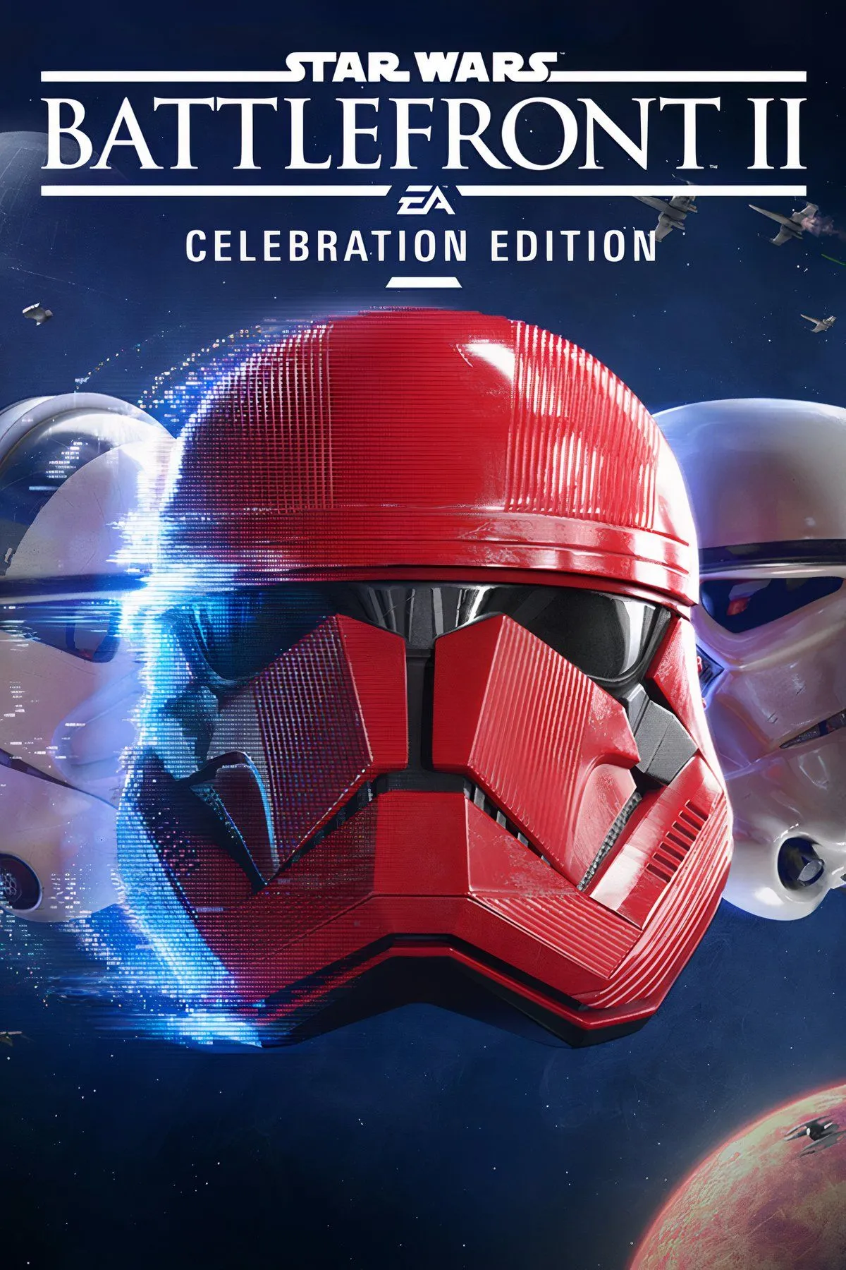 Bìa Star Wars Battlefront 2 với cảnh chiến đấu giữa binh lính và người hùng