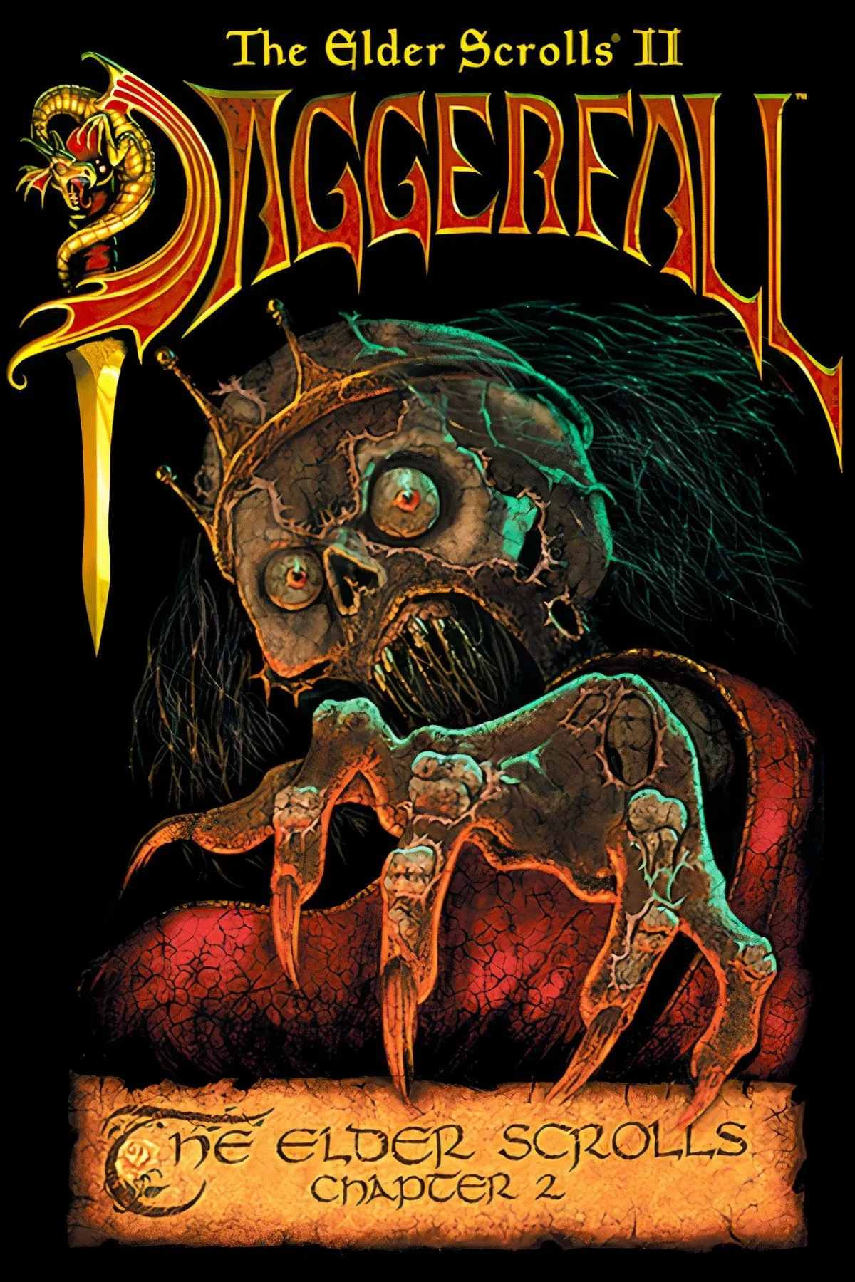 Bìa The Elder Scrolls II: Daggerfall, bản đồ procedural khổng lồ ~63,000 dặm vuông