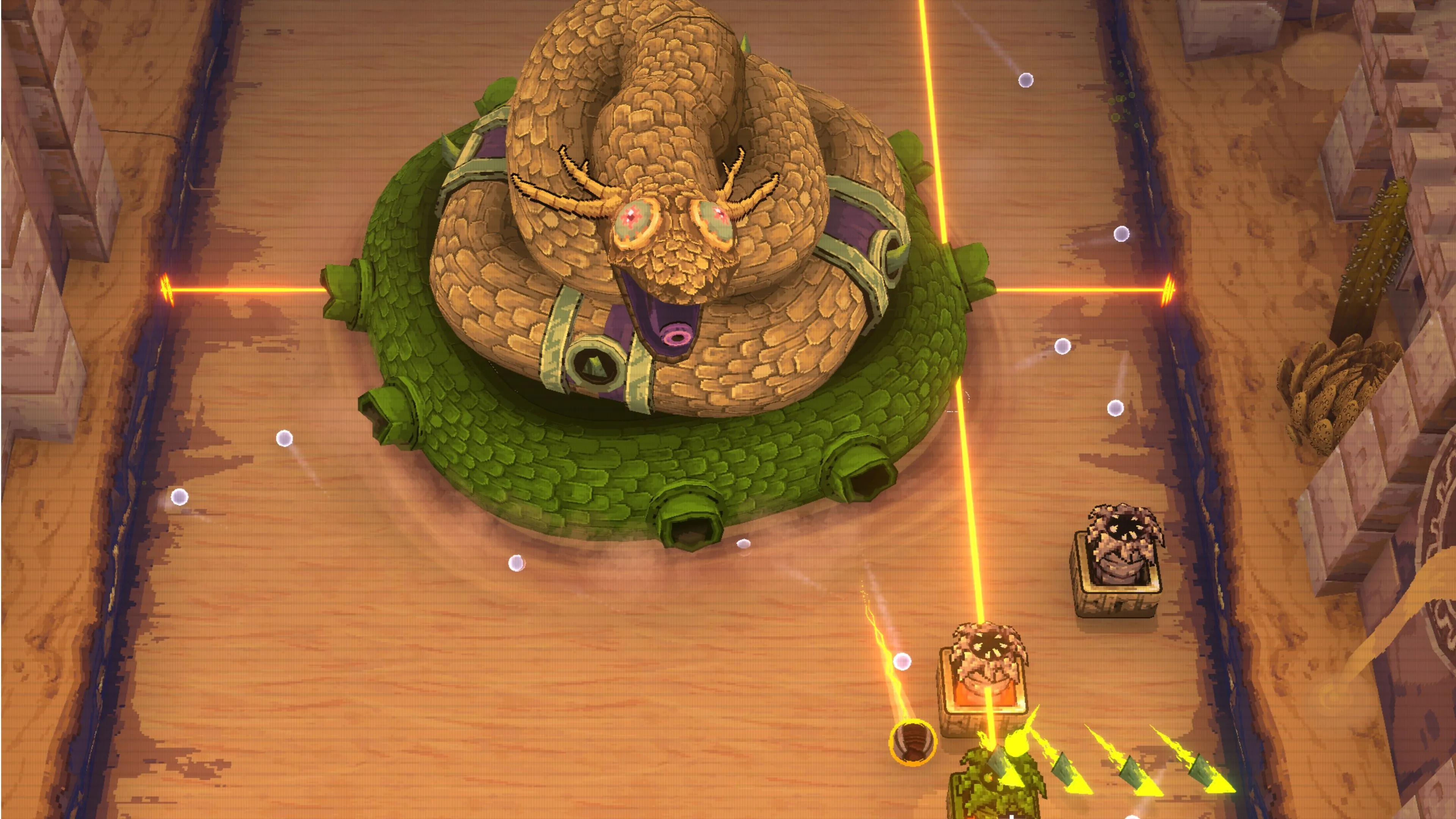 Boss rắn trong Ball x Pit - ví dụ cơ chế bullet hell và thử thách boss trong mỗi run