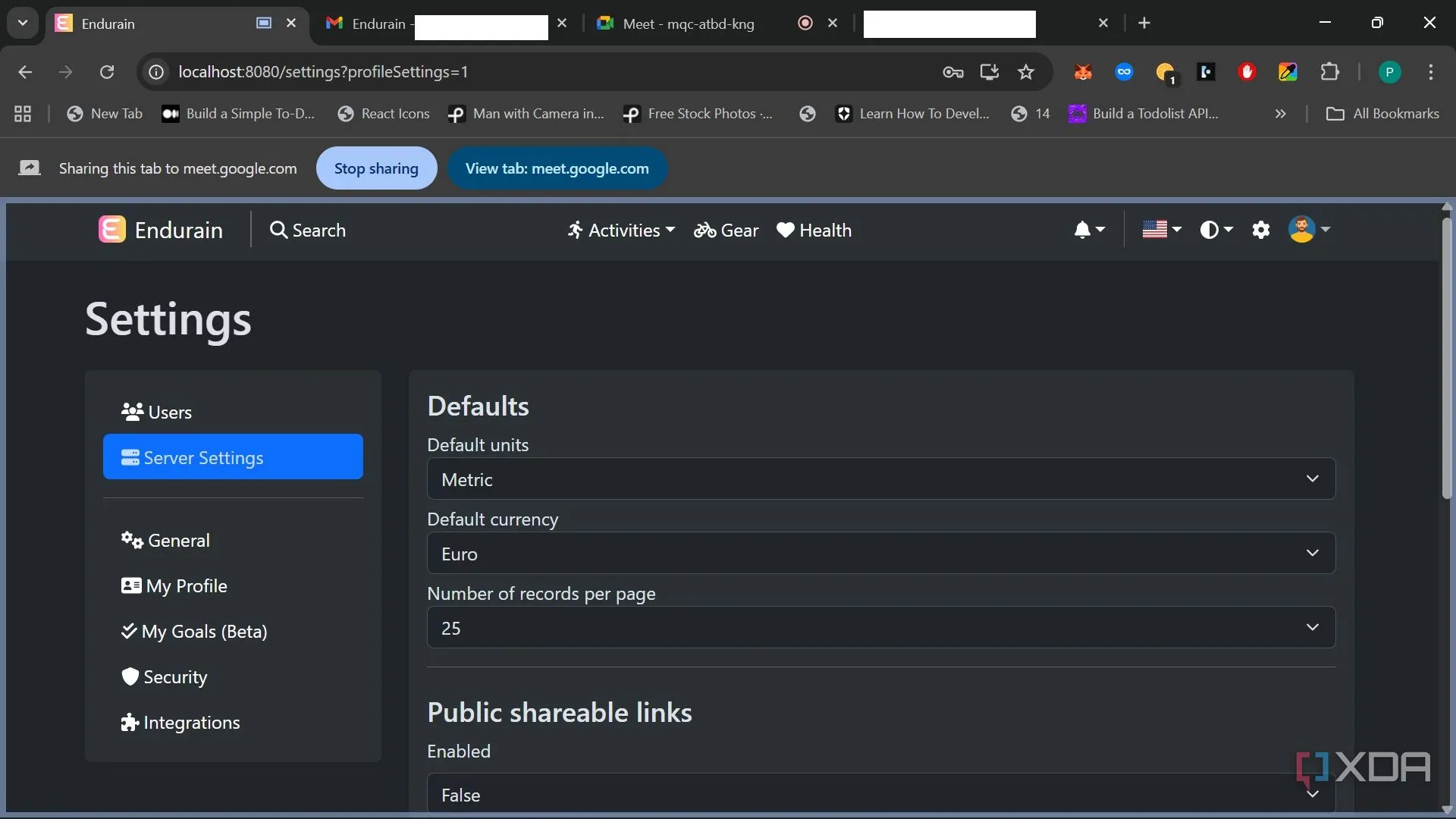 Cài đặt máy chủ Endurain trong Docker - cấu hình thời gian, cổng và mật khẩu cơ sở dữ liệu