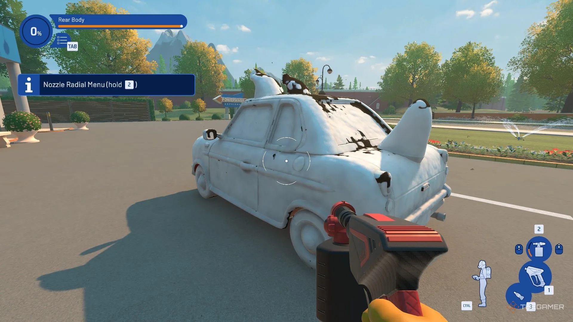 Chiếc ô tô chó được phủ bọt xà phòng trong PowerWash Simulator 2