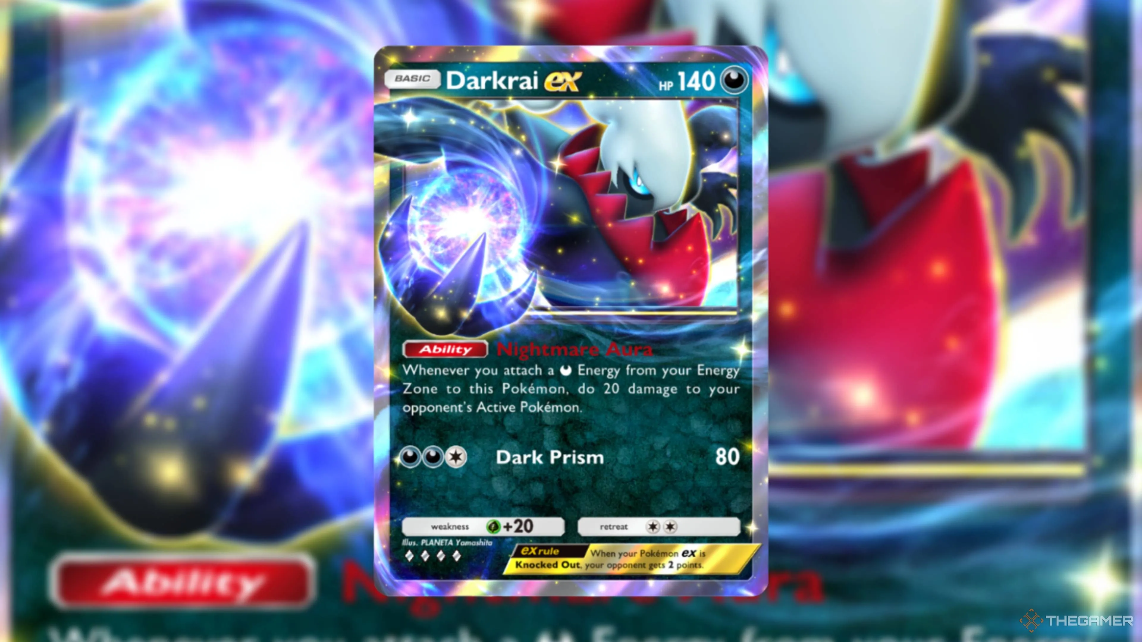 Darkrai ex trong Pokemon TCG Pocket — ví dụ thẻ rare bị ảnh hưởng bởi cách đăng ký sai của Deluxe booster