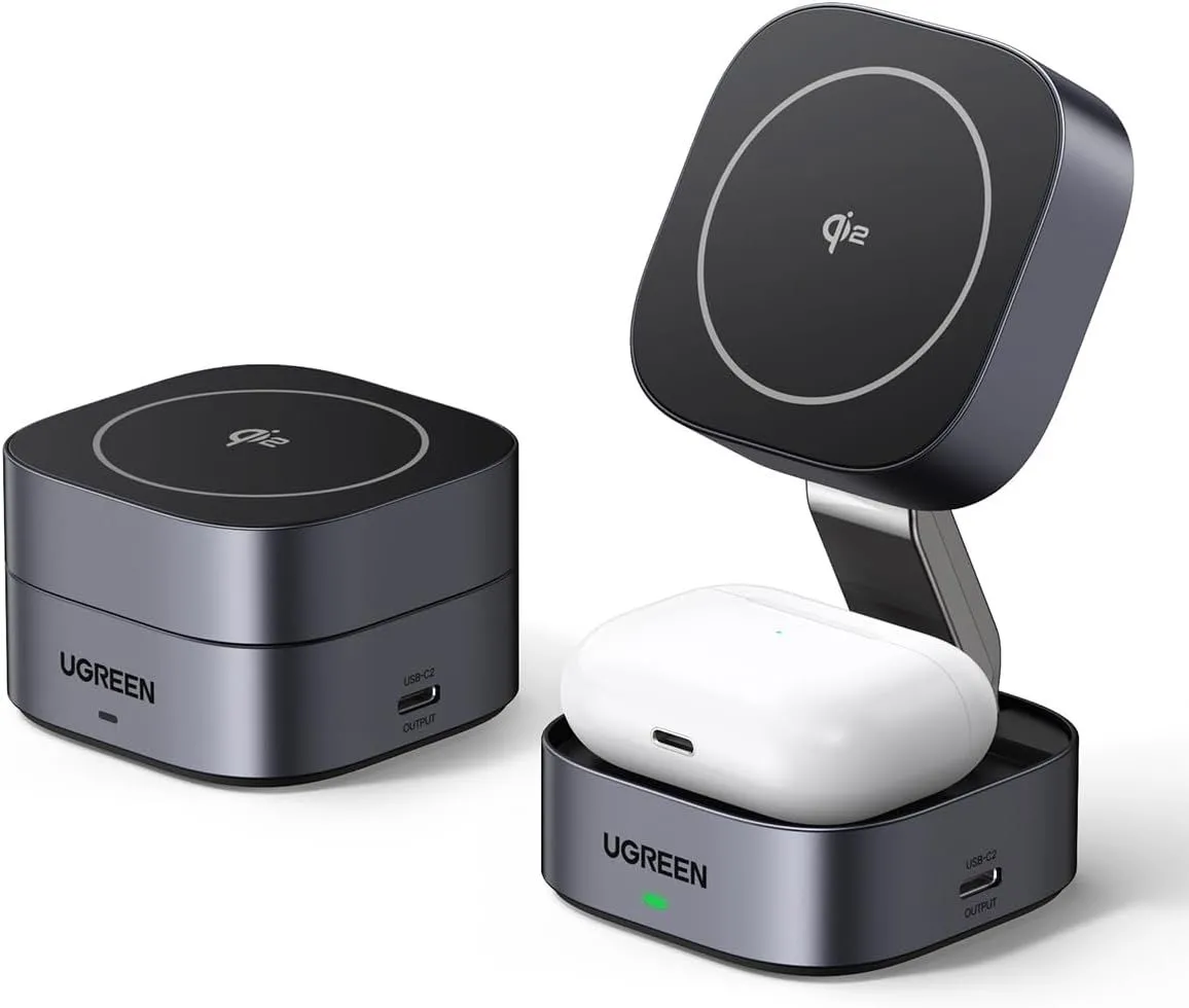 Đế sạc Ugreen Qi2 gập tiện lợi để dựng iPhone khi dùng bàn phím rời
