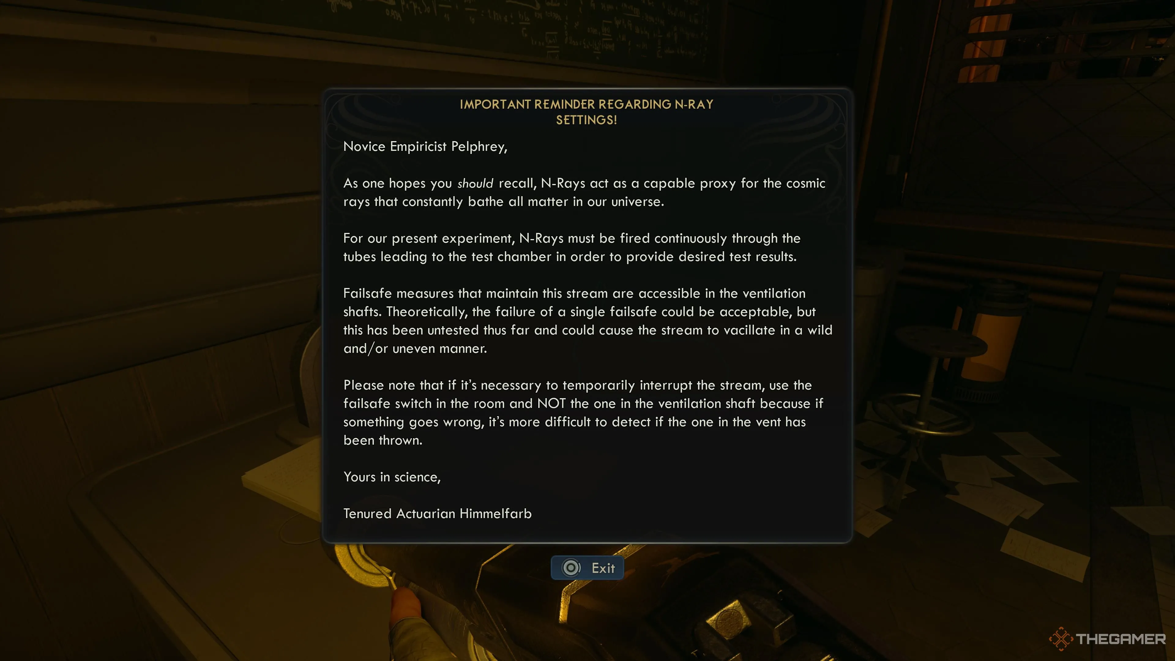 Ghi chú mô tả thử nghiệm N-Rays và vị trí công tắc failsafe