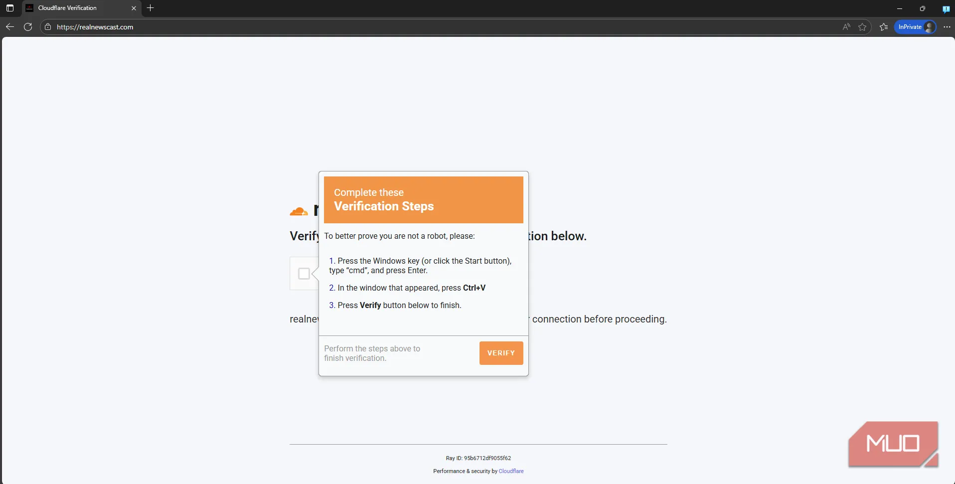 Giao diện CAPTCHA giả mạo Cloudflare yêu cầu ‘I’m not a robot’ trên trang web lừa đảo