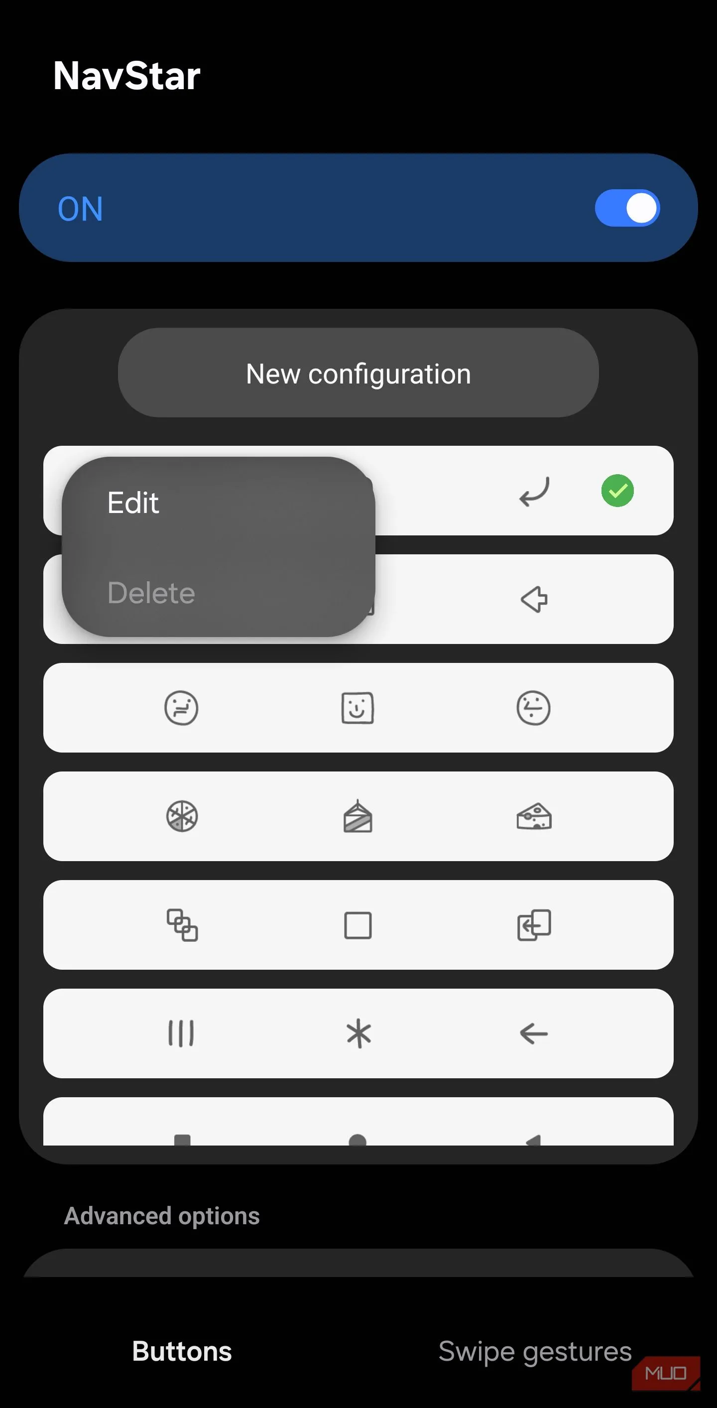 Giao diện chỉnh NavStar để thêm nút chụp màn hình trên thanh điều hướng