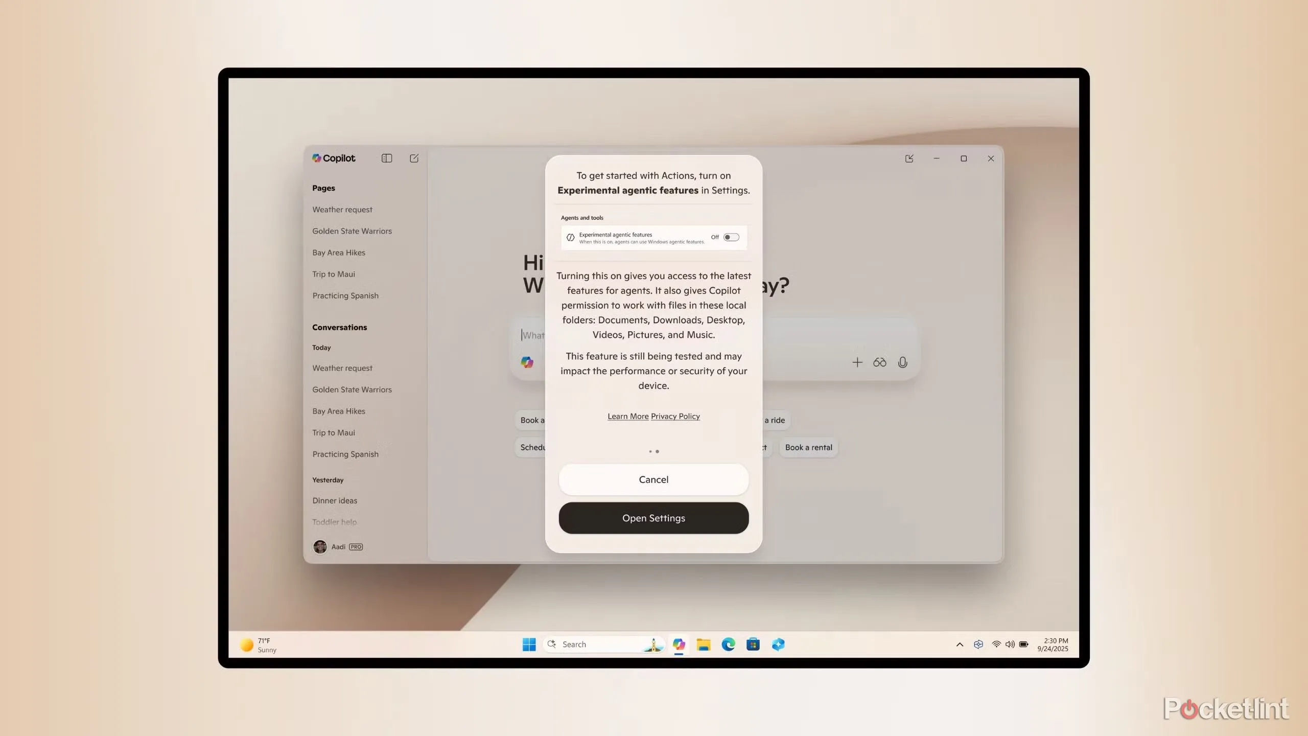 Giao diện Copilot trên Windows 11, AI tích hợp vào hệ thống và ứng dụng Microsoft
