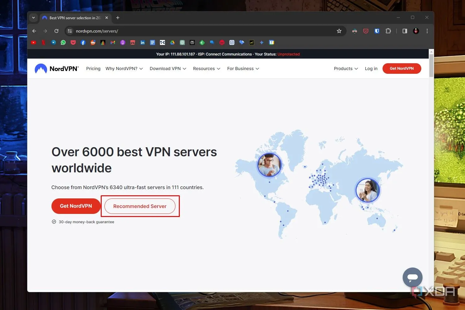 Gợi ý máy chủ của NordVPN, minh họa việc chọn server gần để giảm ping và tránh bị chặn khi chơi game hoặc truy cập dịch vụ nhạy cảm