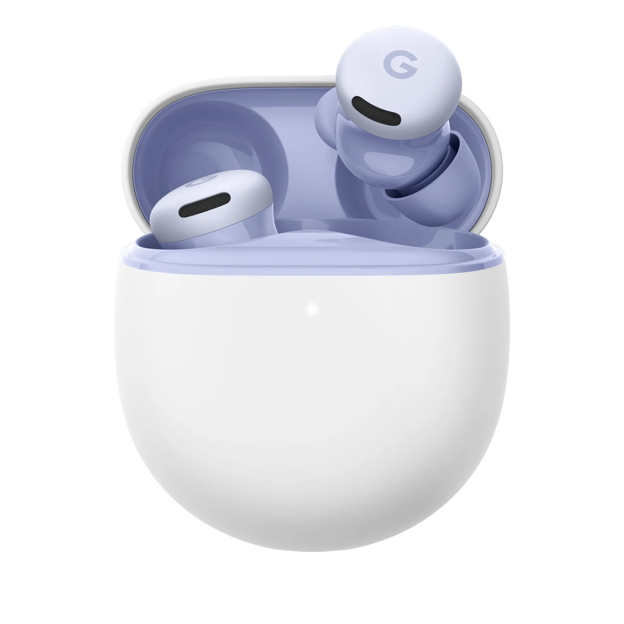 Google Pixel Buds 2a trắng cùng hộp sạc và mút tai thay thế