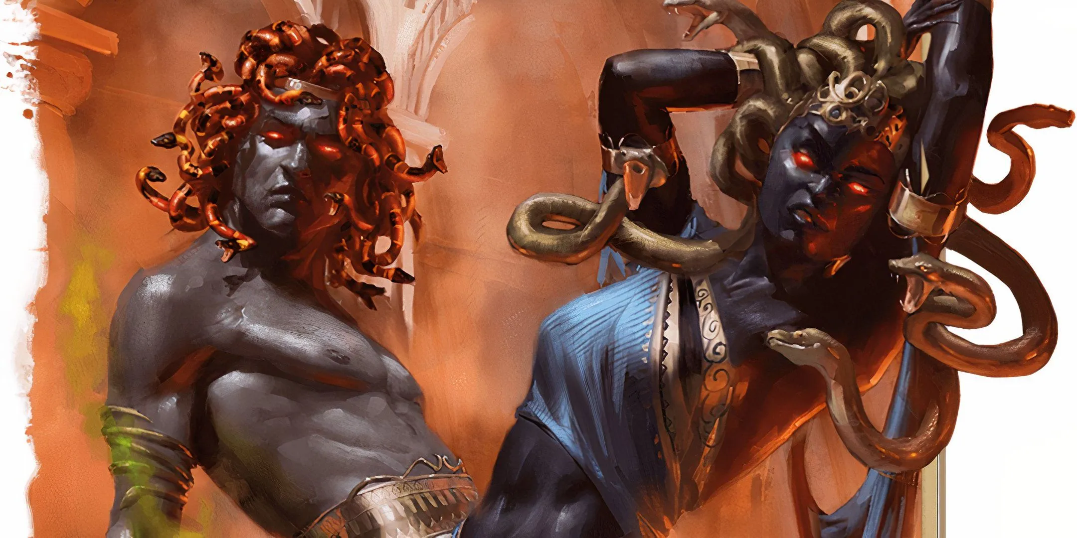 Hai Medusa với mái tóc rắn, ánh mắt lạnh lùng có thể hóa đá kẻ địch