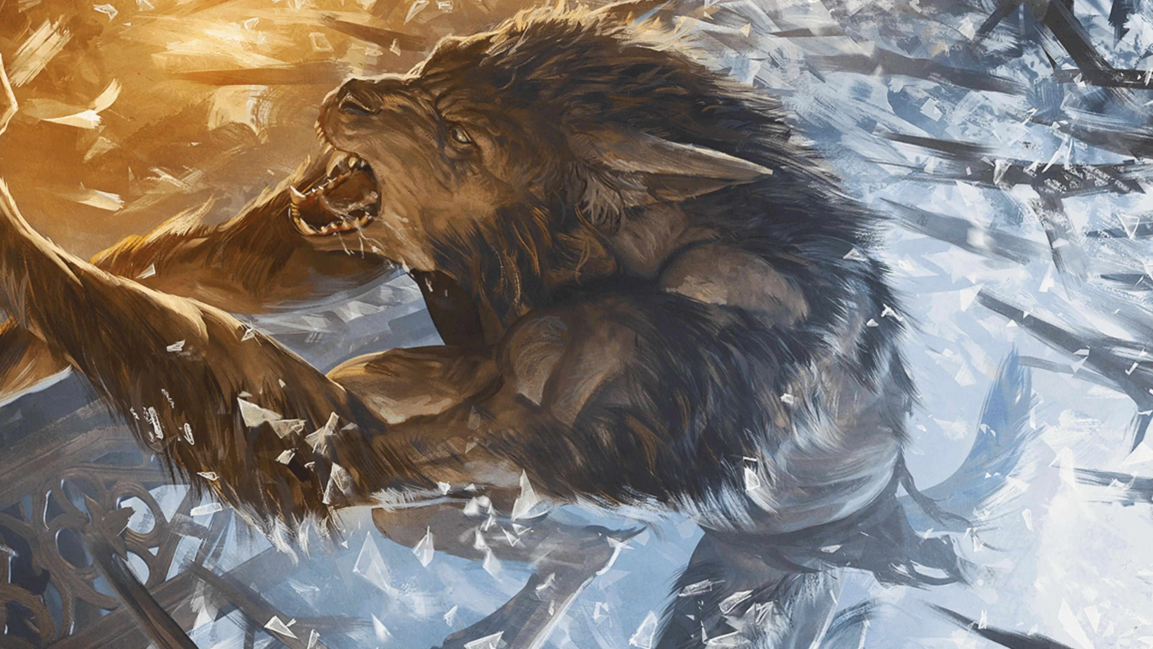 Hình minh họa gã sói người (werewolf) với bộ lông dựng đứng, sẵn sàng lao vào tấn công