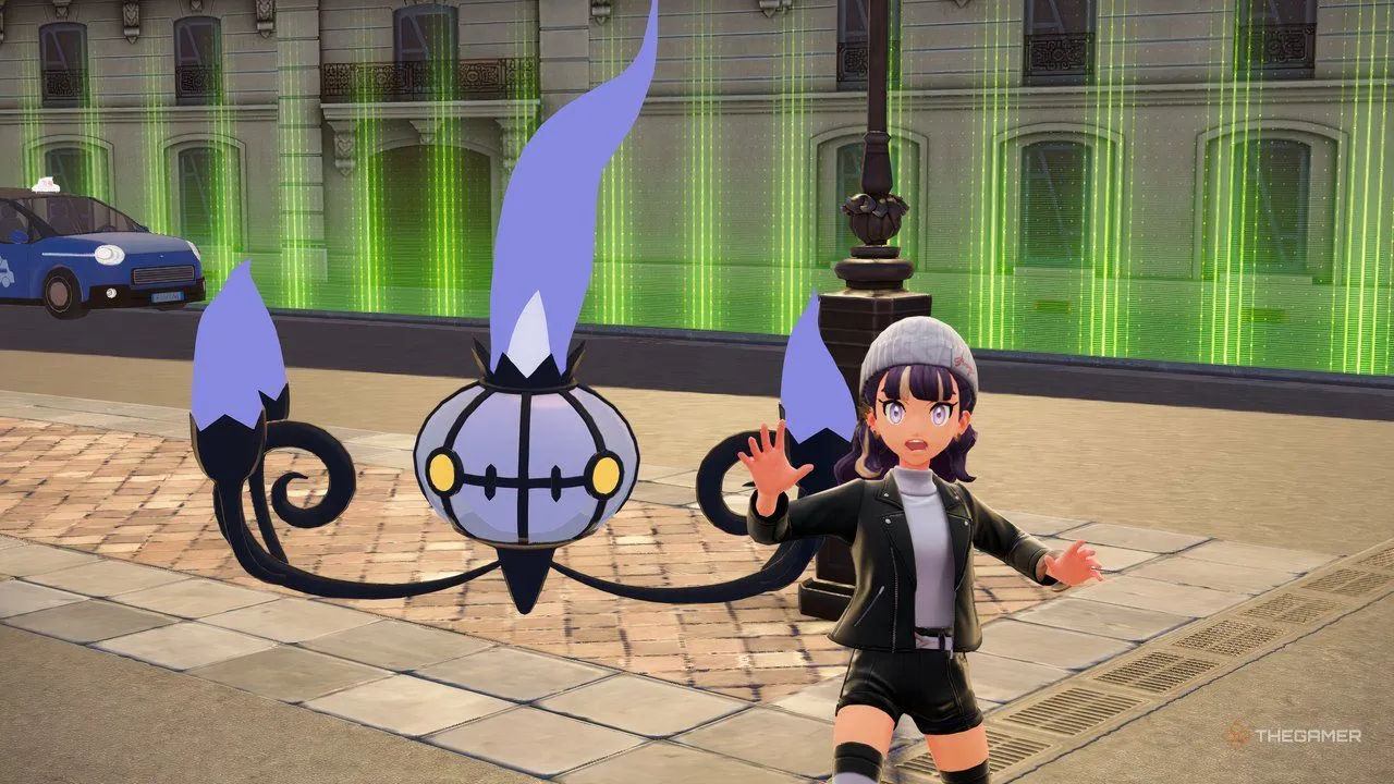 Huấn luyện viên và Chandelure trong Pokemon Legends: Z-A - tham khảo vị trí TM Hỏa