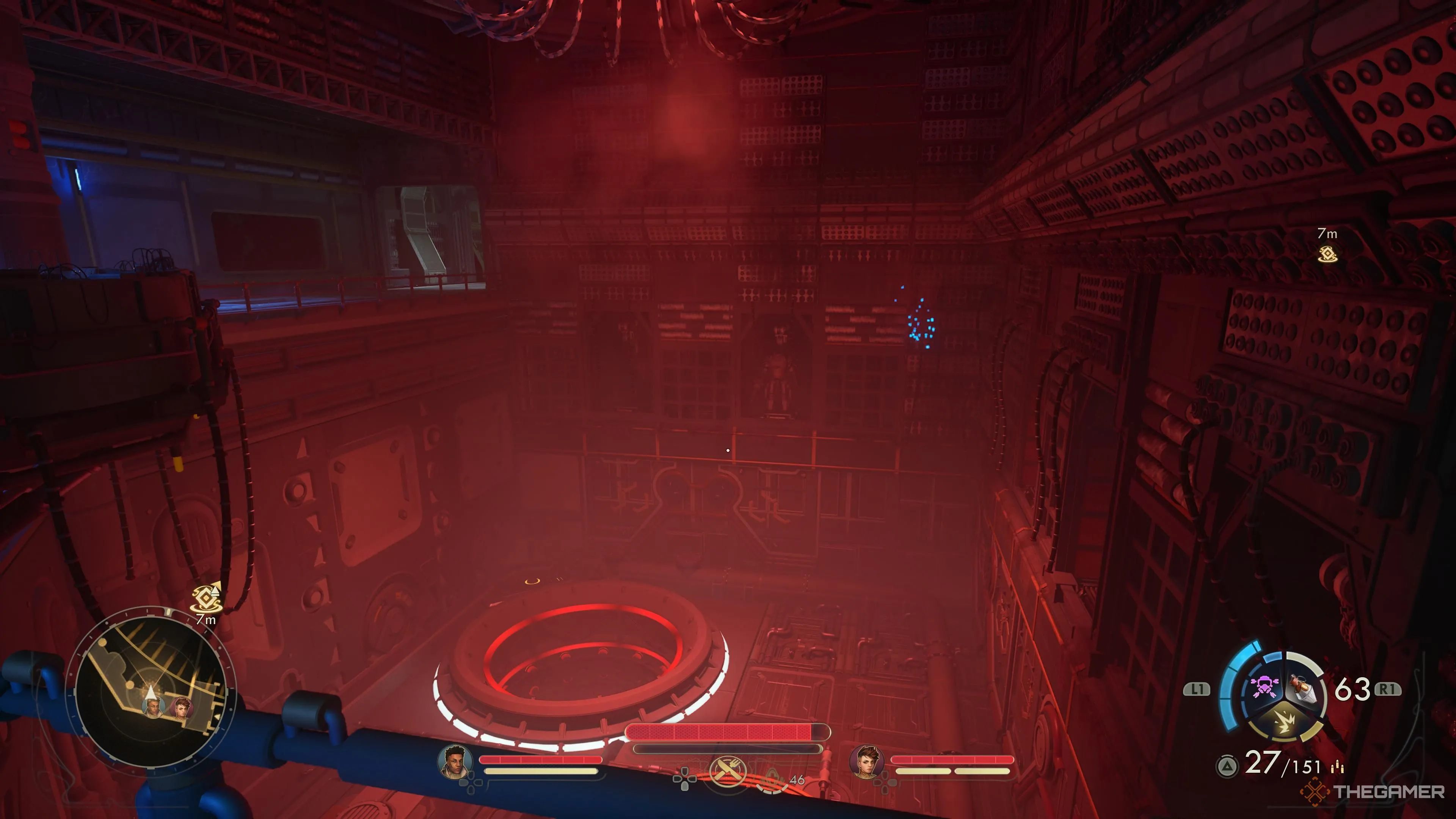 Khu vực có màn sương đỏ và máy móc lớn trong The Outer Worlds 2