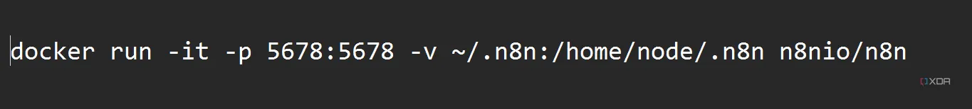 Lệnh Docker giúp lưu workflow n8n vào thư mục cục bộ để bảo toàn cấu hình lâu dài