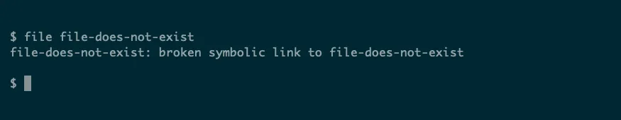 Lệnh file báo lỗi cho symlink hỏng, giúp nhận biết loại tệp một cách rõ ràng