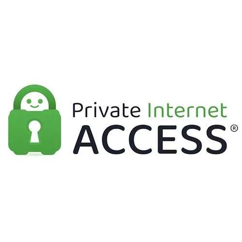 Logo Private Internet Access, biểu tượng ổ khóa xanh, phù hợp chơi và streaming trên Chromebook