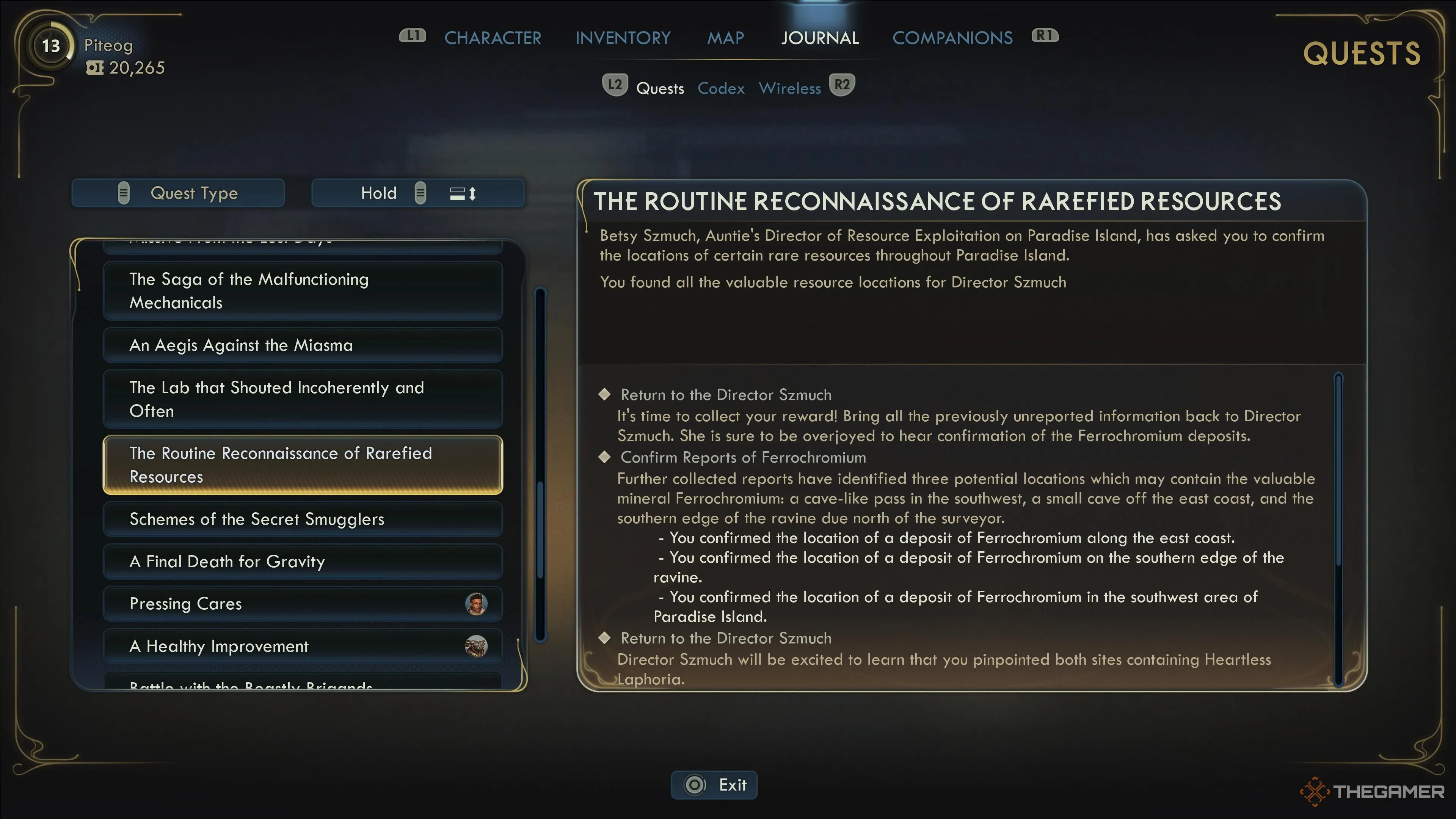 Nhật ký nhiệm vụ Pressing Cares trong The Outer Worlds 2, ghi chú liên quan tới Niles và Zebulon