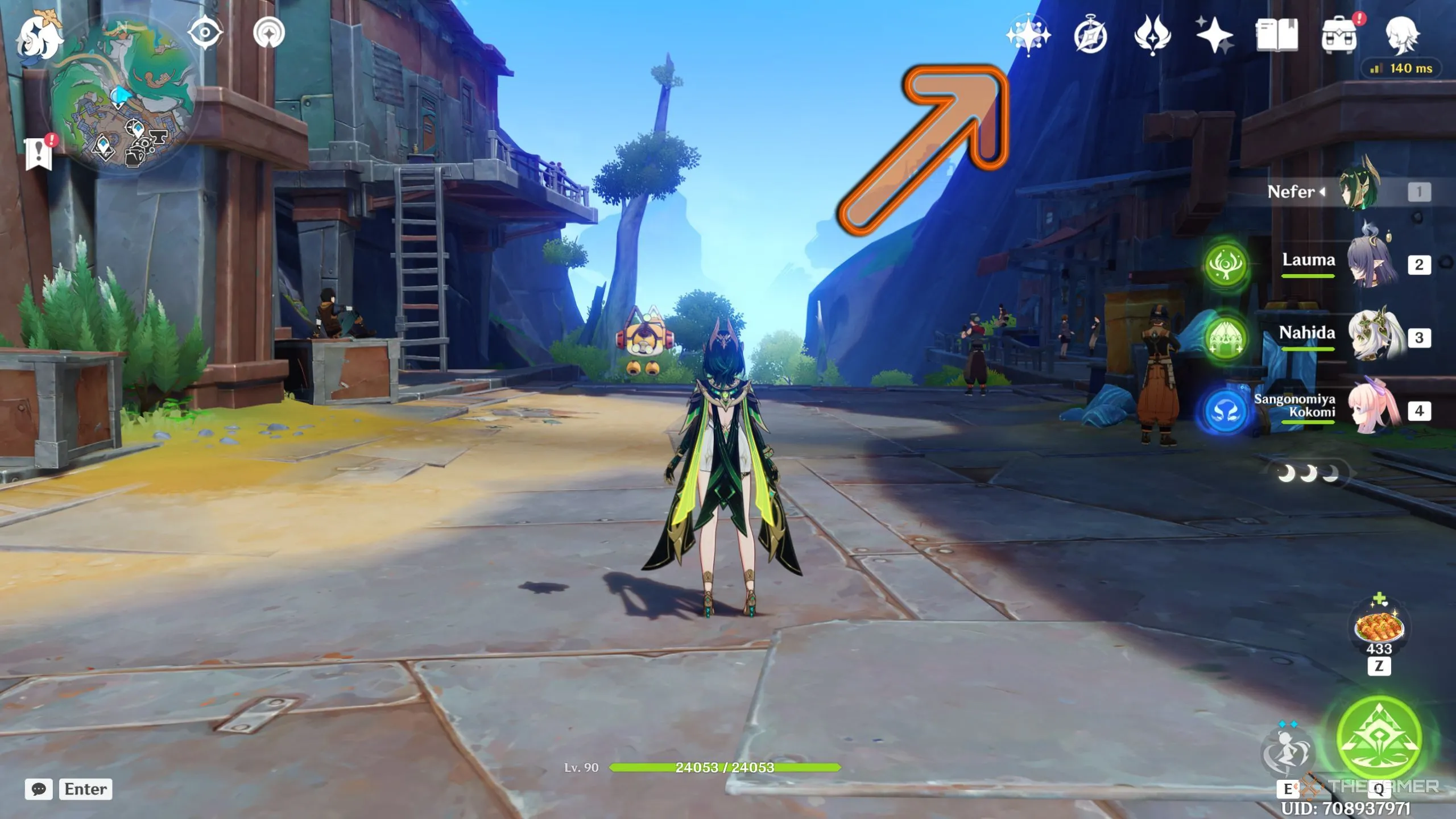 Nút truy cập Miliastra Wonderland trên giao diện Genshin Impact