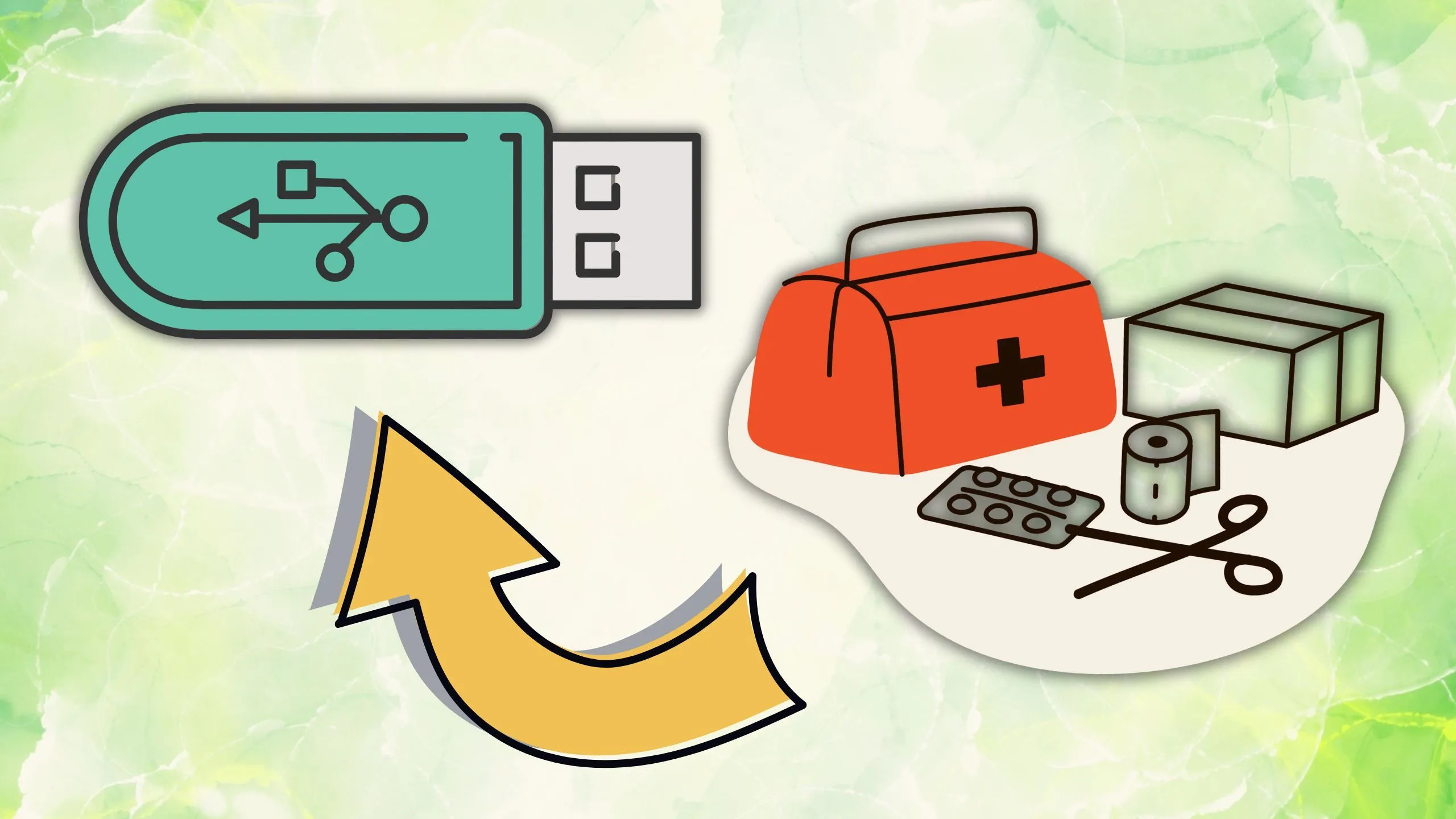 Tài liệu sơ cứu và thông tin y tế cá nhân lưu trên USB, dữ liệu cứu hộ bỏ túi