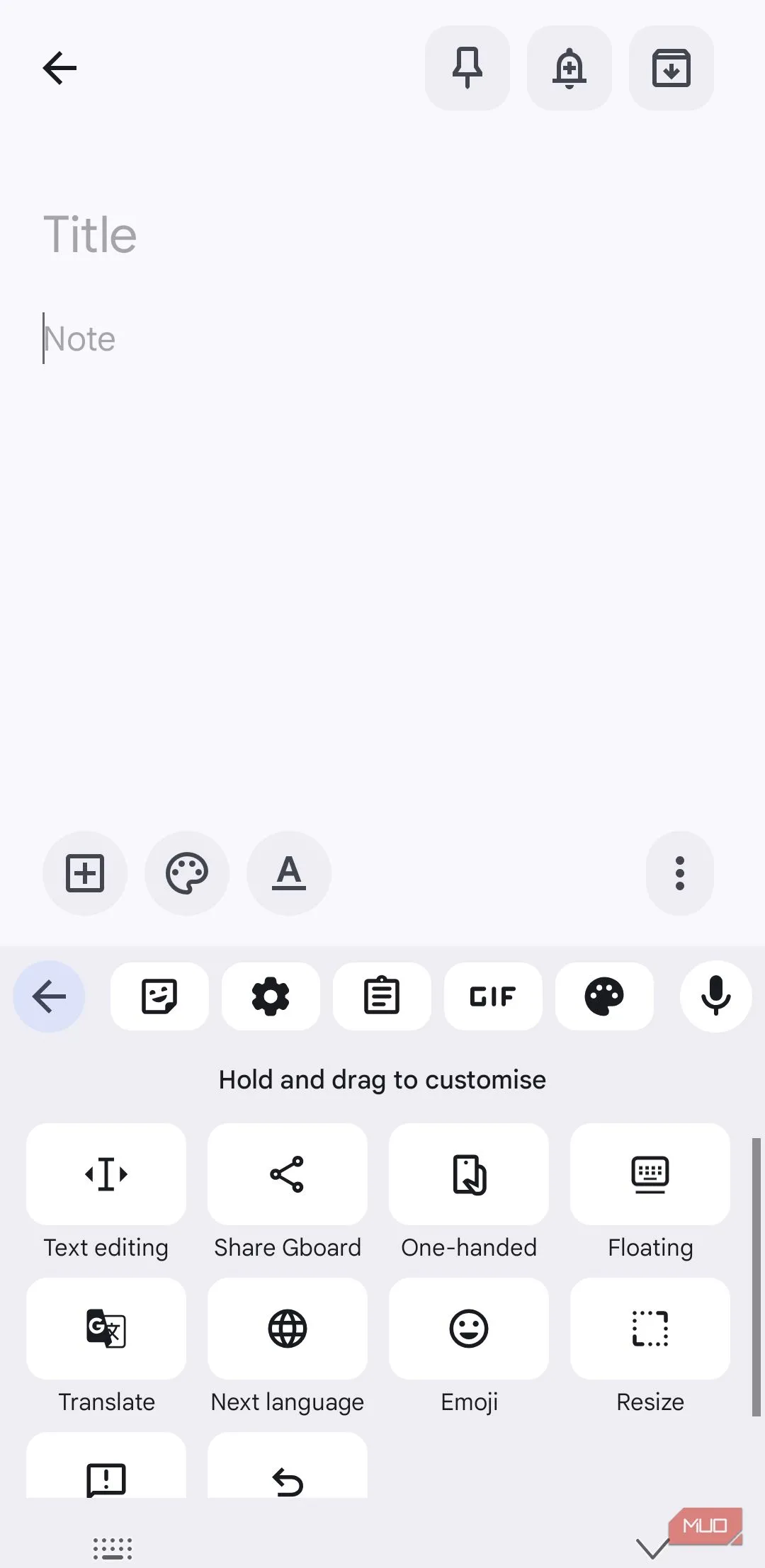 Thanh công cụ Gboard hiển thị Clipboard, Sticker và GIF trên Android