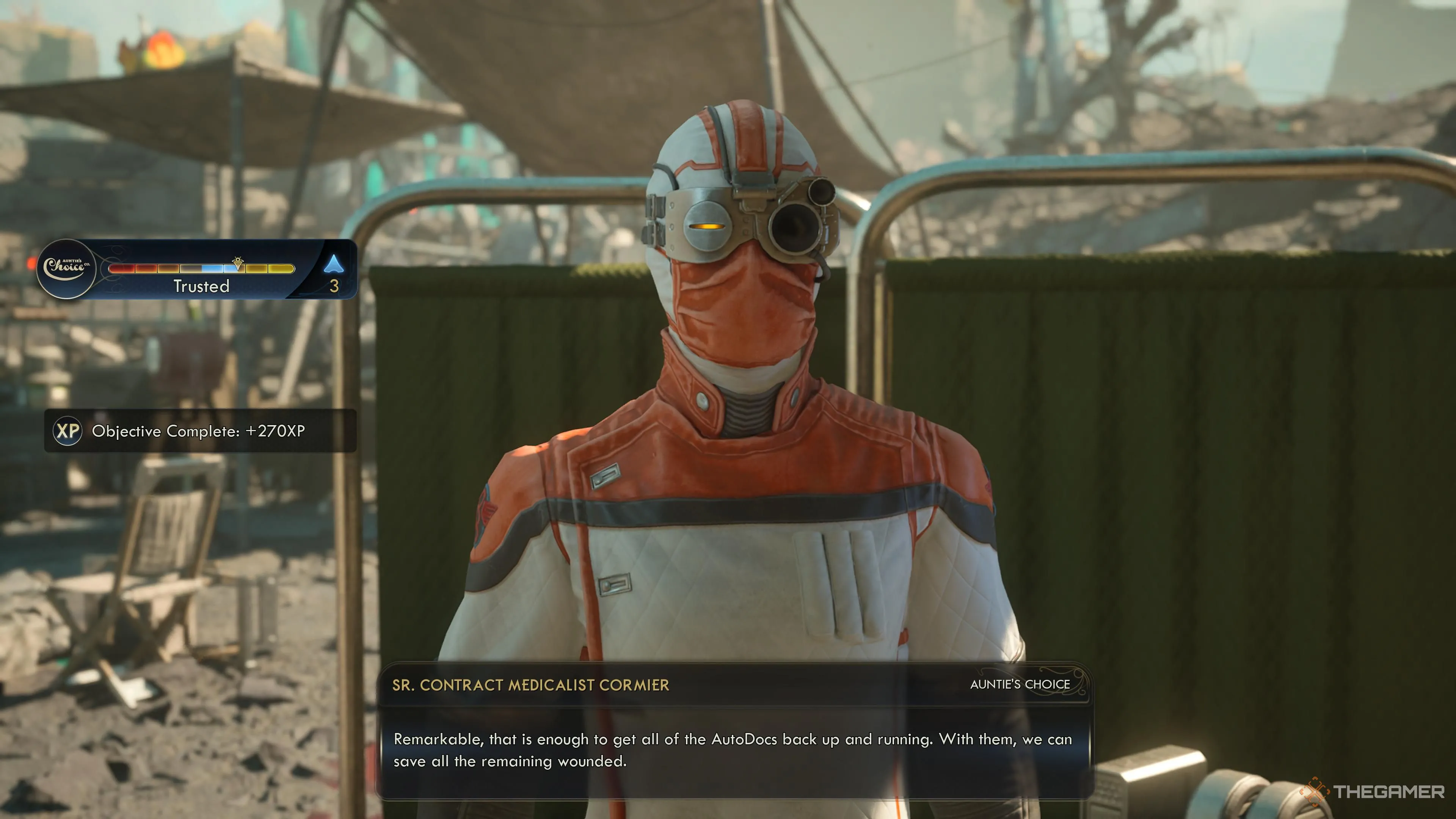 Trở lại giao nộp AutoDoc Compression Coils cho y tá tại Outpost Opportunity, hoàn thành Hazard A Gas.