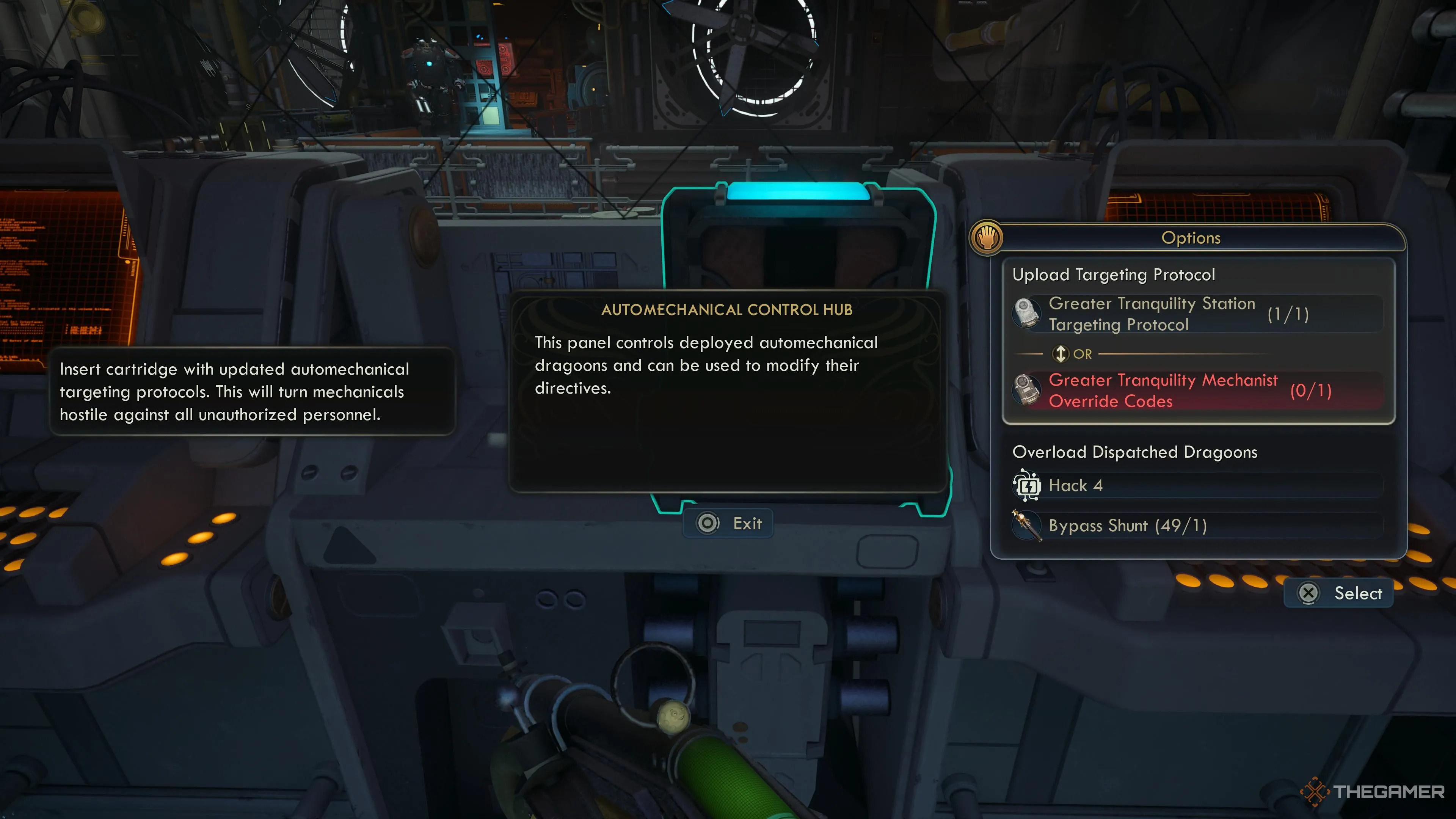 Tùy chọn hack robot trong trạm Greater Tranquility Station