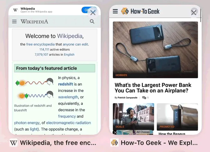 Vuốt sang trái trên thumbnail tab để đóng tab trong Safari.