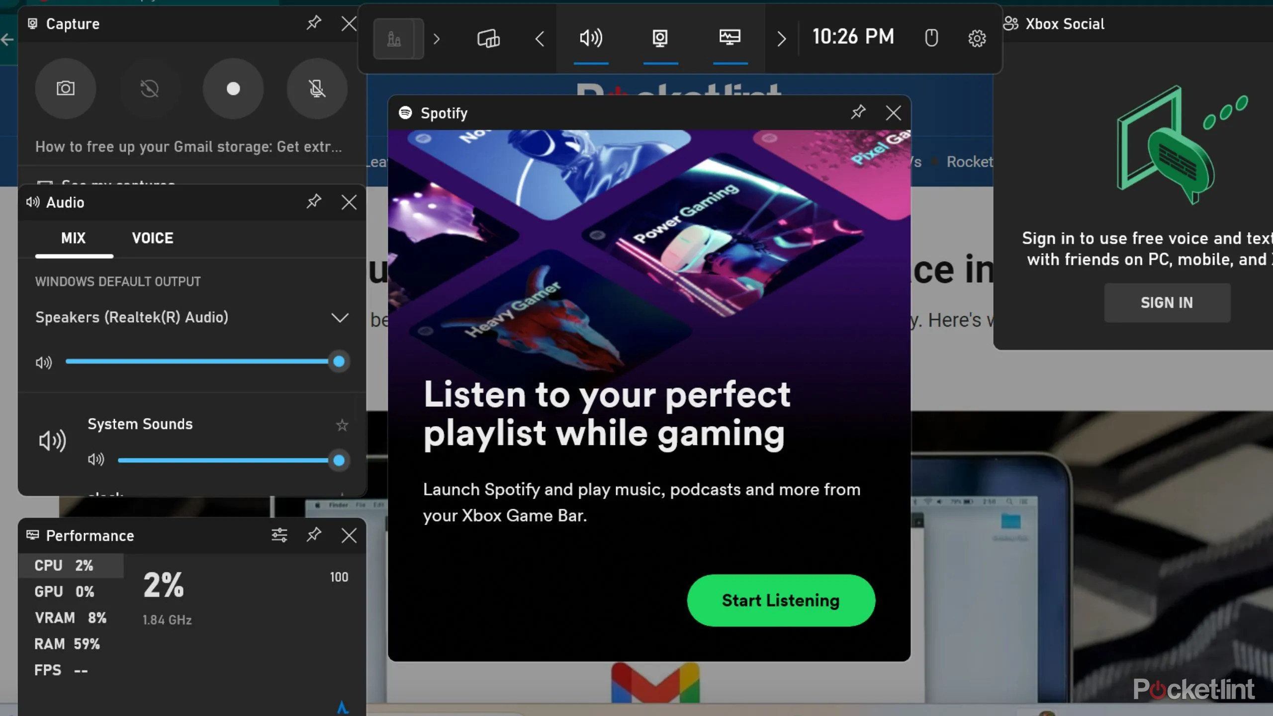 Xbox Game Bar và thông báo gợi ý đăng ký Game Pass trên Windows 11, ví dụ quảng cáo tích hợp trong giao diện