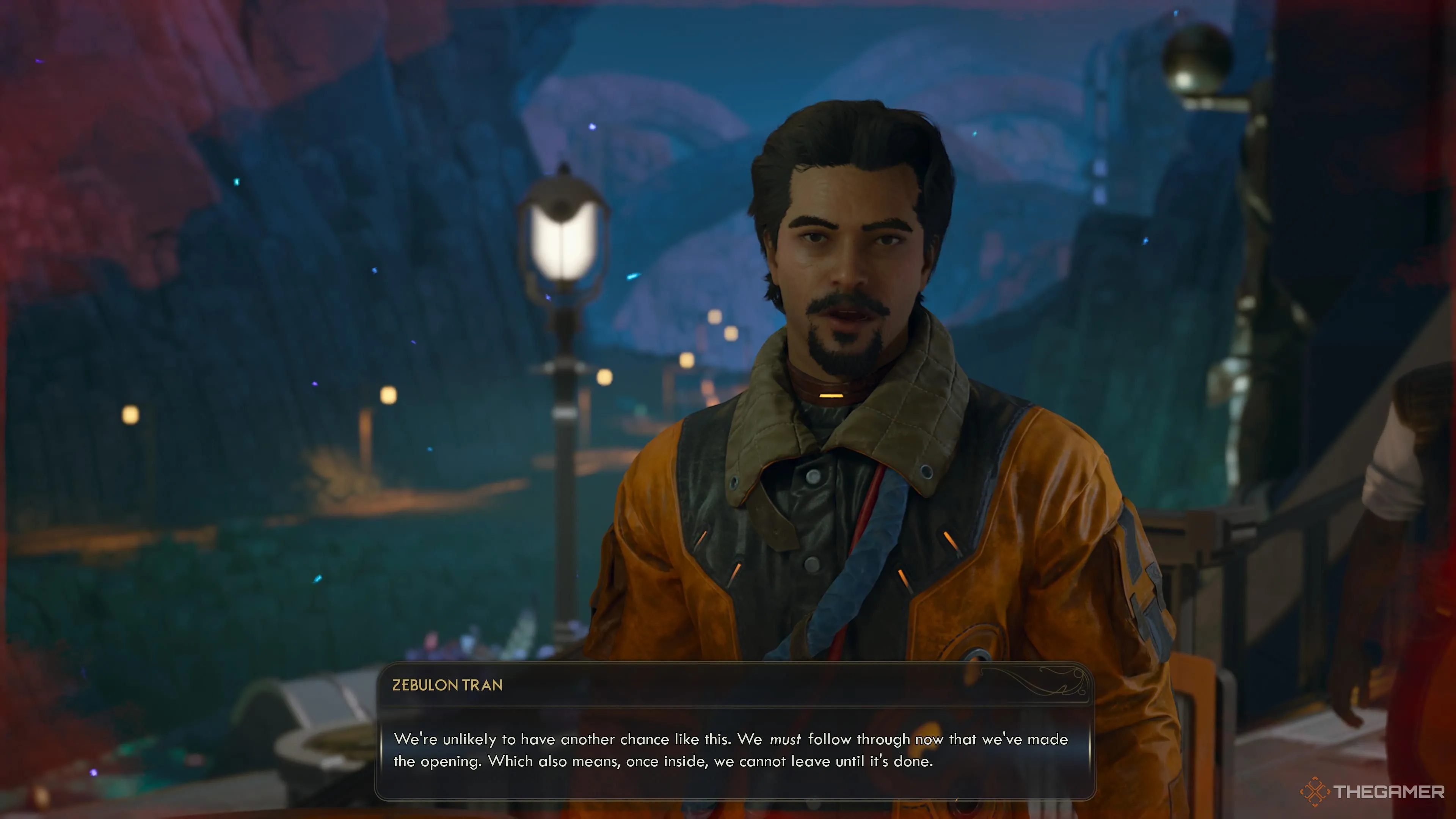 Zeb bảo bạn không thể rời khỏi mộ cho tới khi nhiệm vụ hoàn tất trong The Outer Worlds 2.